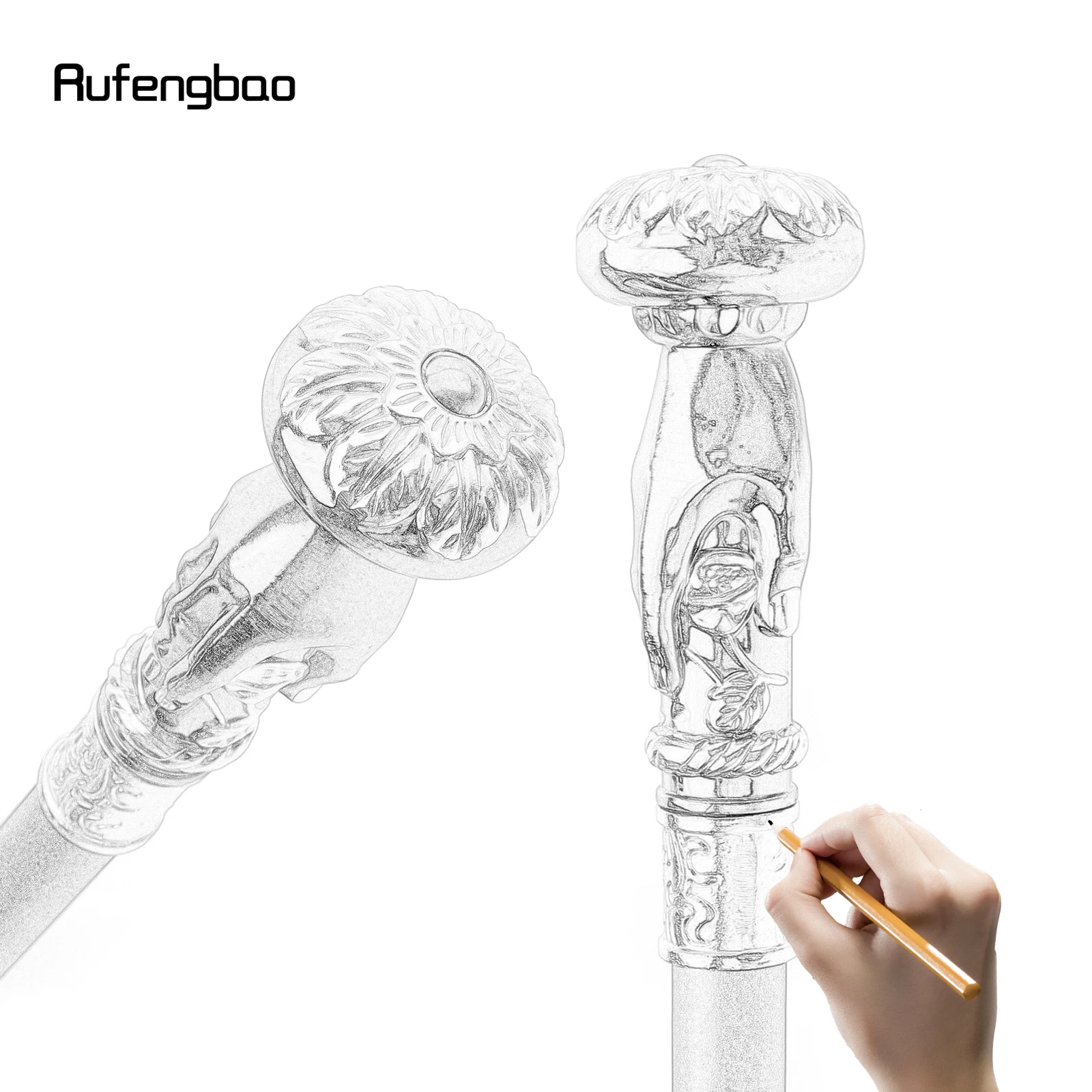 Golden Black Hand Hold Flower Luxury Fashion Walking Stick for Party Decorative Cane Elegant Crosier Knob Walking Stick 93cm