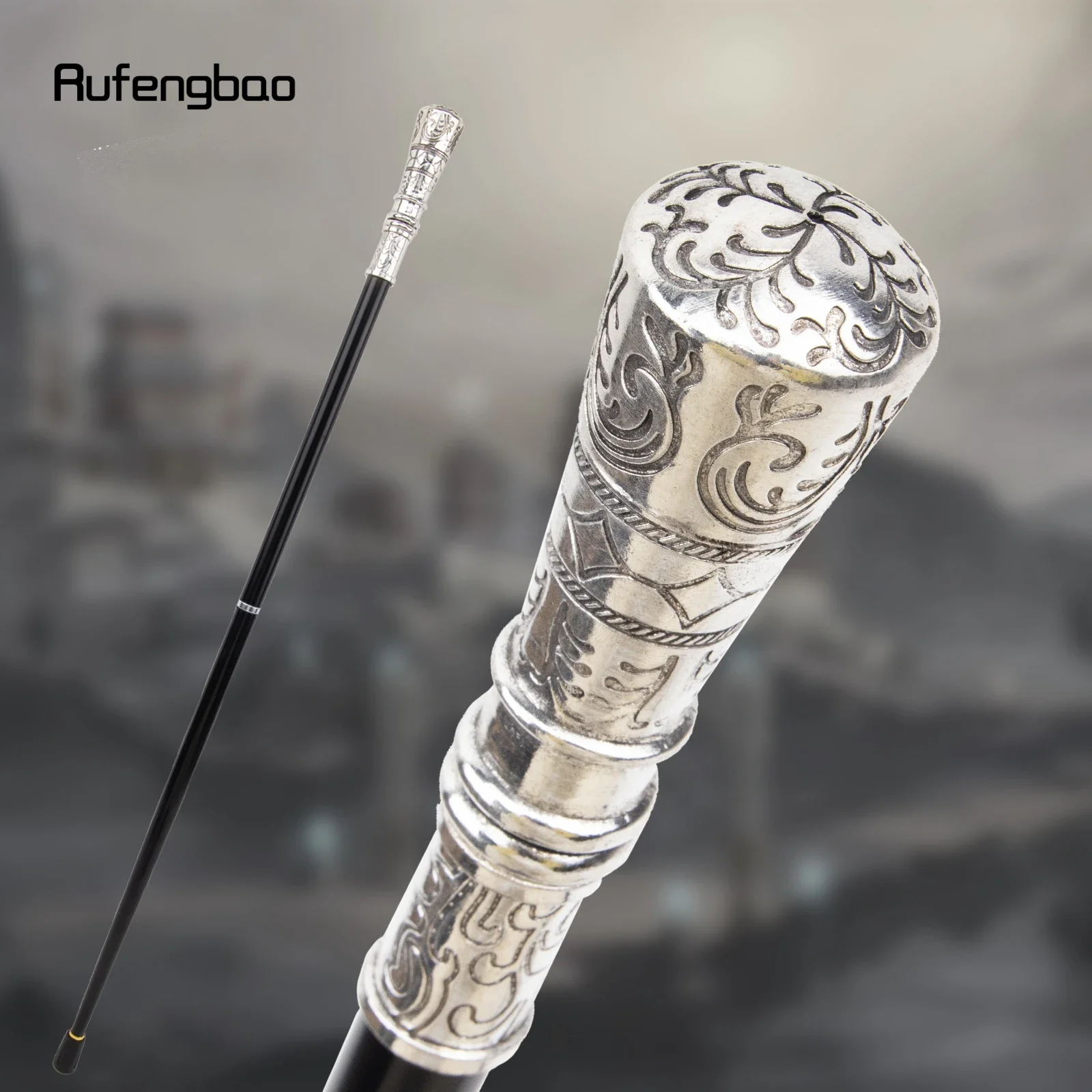 White Flower Walking Cane Fashion Decorative Walking Stick Gentleman Elegant Cosplay Cane Knob Crosier 90cm