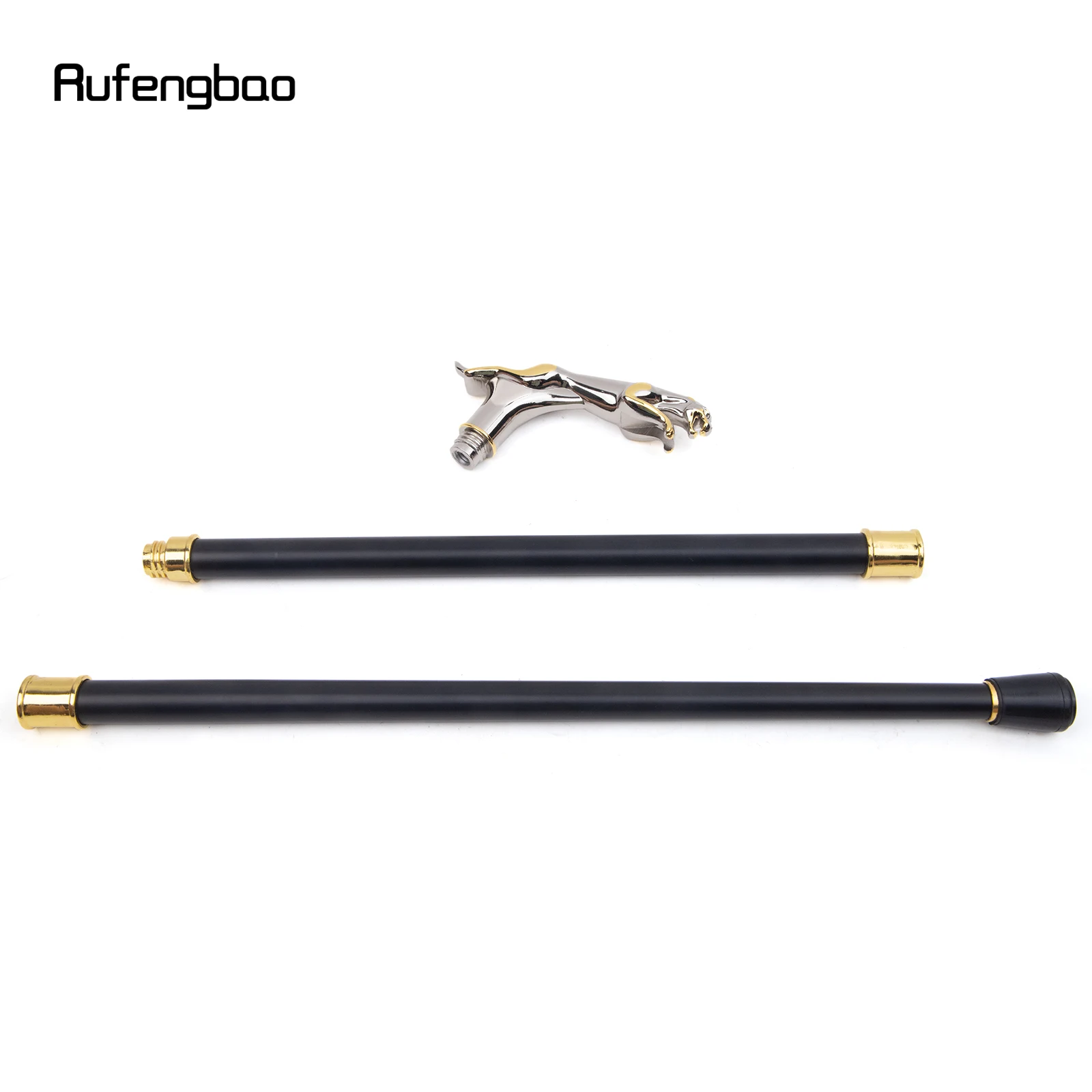 White Golden Leopard with Tail Fashion Walking Stick for Party Decorative Walking Cane Elegant Crosier Knob Walking Stick 93cm