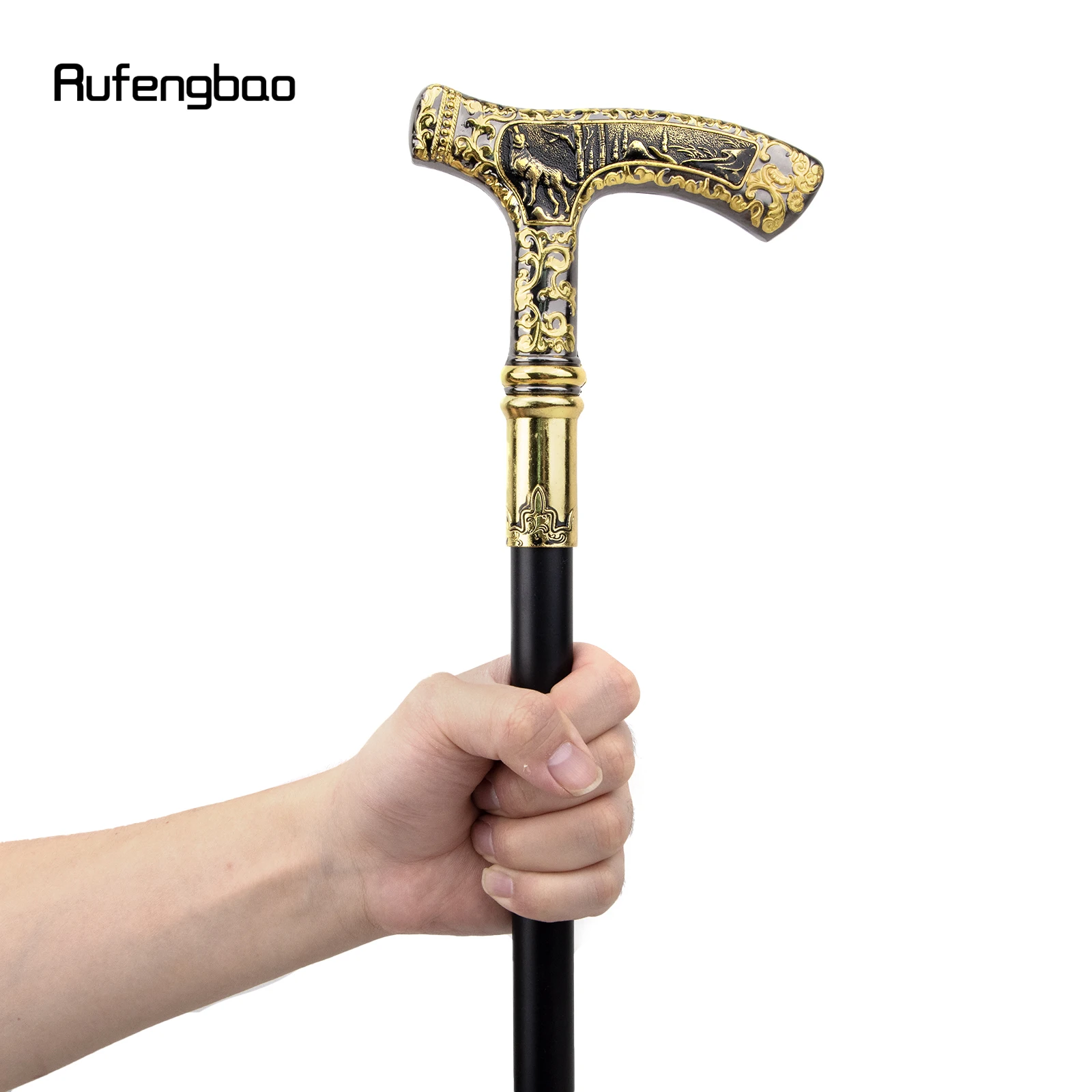 Gold Black Luxury Wolf Handle Walking Cane Fashion Decorative Walking Stick Gentleman Elegant Cosplay Cane Knob Crosier 90cm