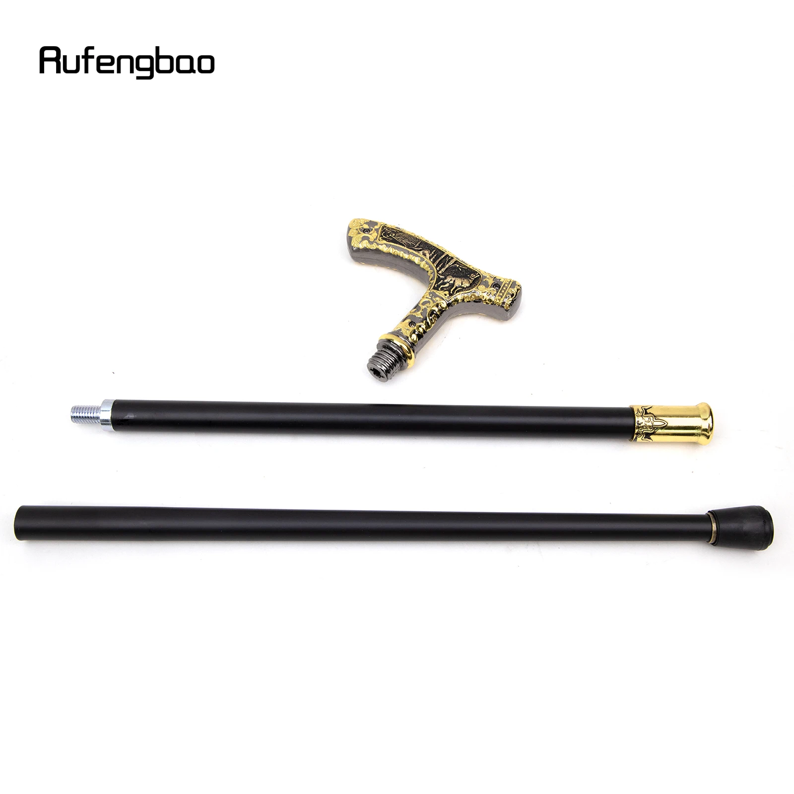 Gold Black Luxury Wolf Handle Walking Cane Fashion Decorative Walking Stick Gentleman Elegant Cosplay Cane Knob Crosier 90cm