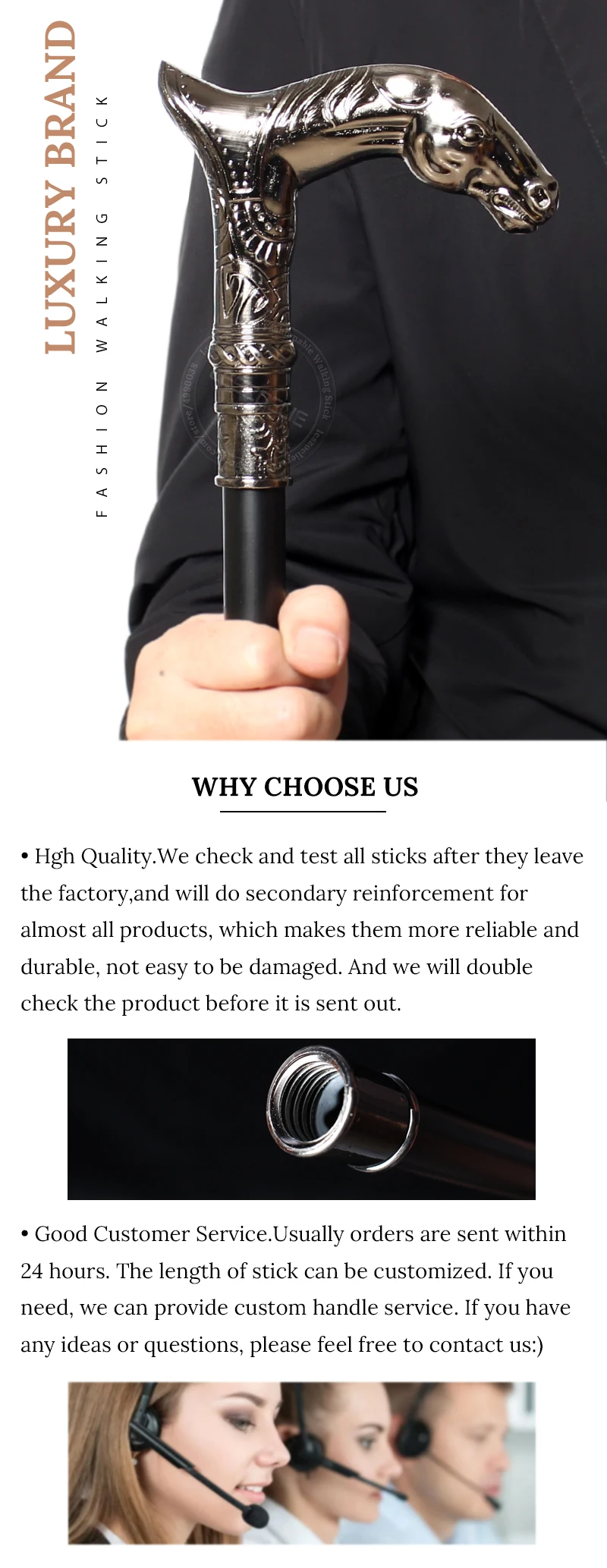 Horse-Head Stick Series Man Alloy And Resin Horse Head With Iron And Red Wooden Walking Cane For Woman Fashionable Canes