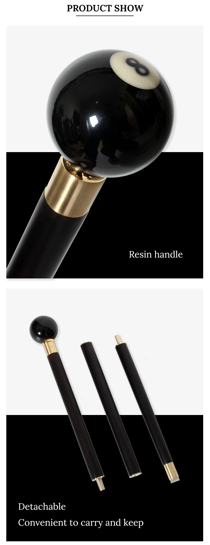 2 Sytles Black Eight Luxury Wooden Walking Stick Cane Man Decorative Cane Women Fashion Elegant Walking Stick Vintage Cane