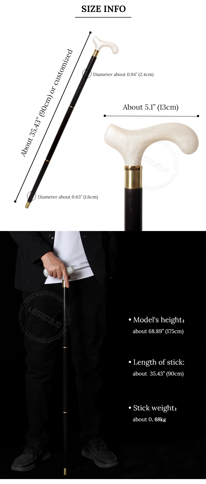 Luxury Resin Handle African Wooden Walking Stick Men Decorative Cane Women Fashion Elegant Walking Stick Vintage Walking Canes