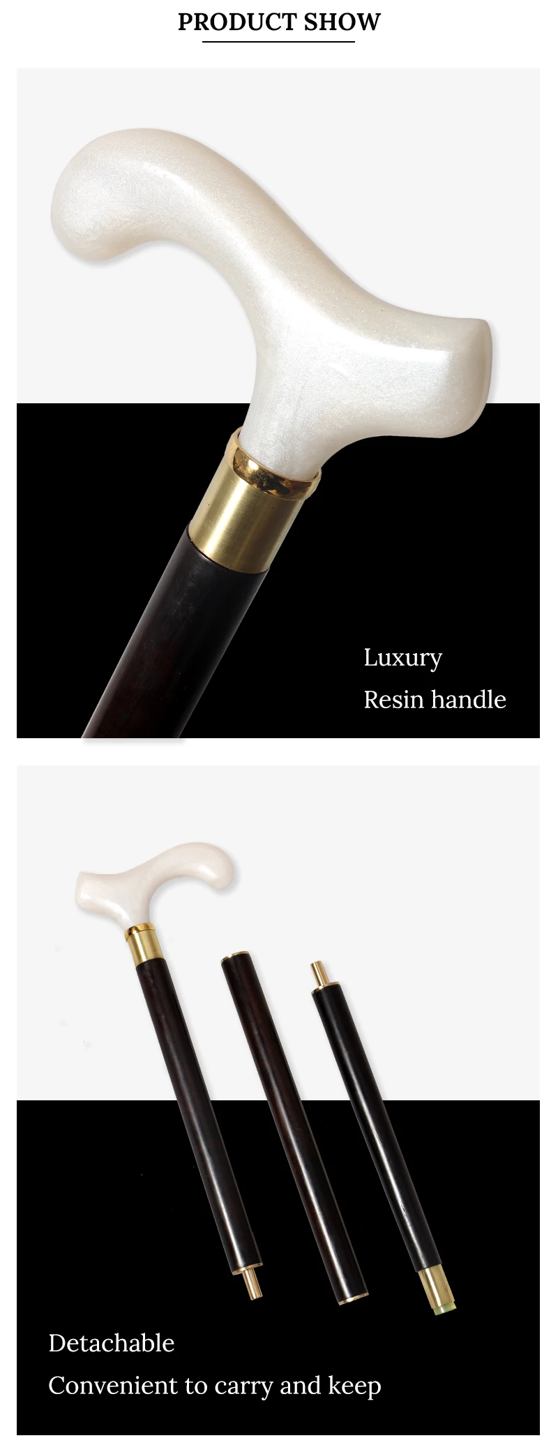 Luxury Resin Handle African Wooden Walking Stick Men Decorative Cane Women Fashion Elegant Walking Stick Vintage Walking Canes
