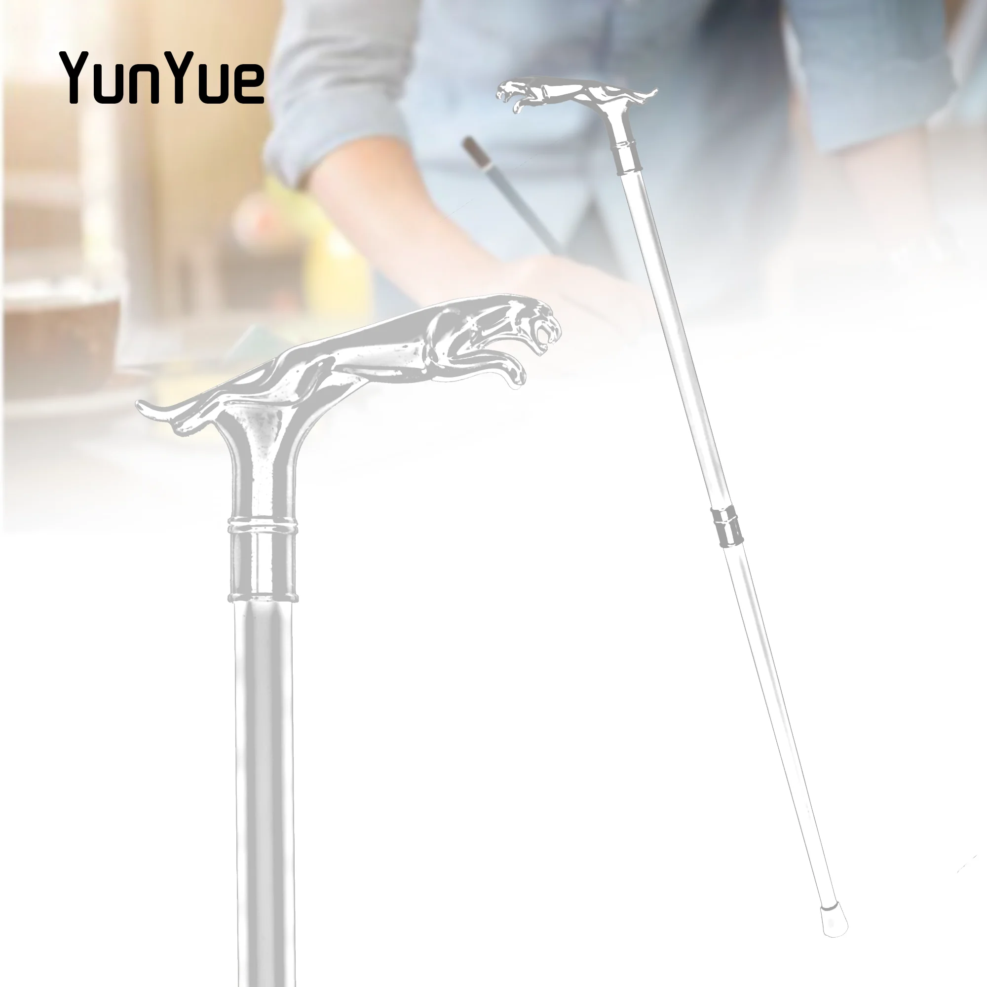 White Luxury Cheetah Handle Fashion Walking Stick for Party Man Elegant Fashion Vintage Hand Cane Lady Dress Matching Cane
