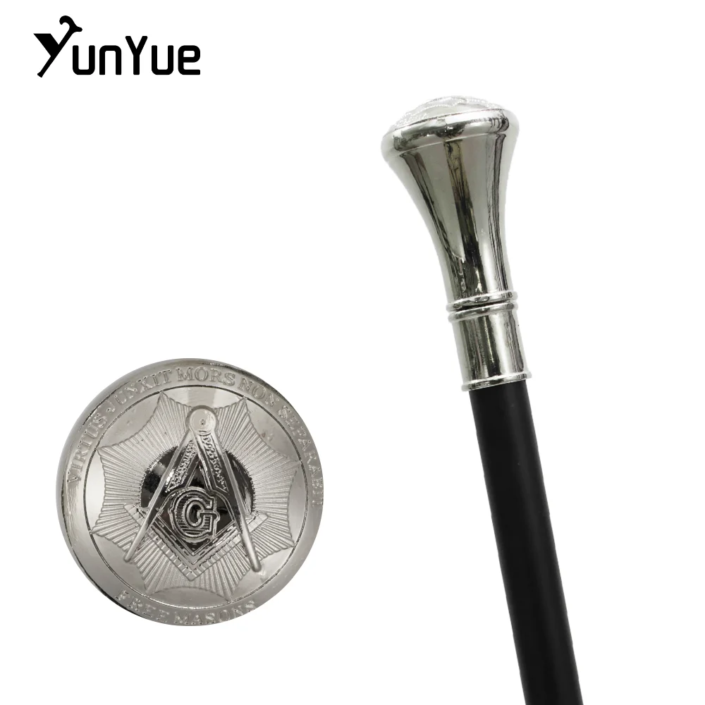 White Freemasons VG Totem Relief Walking Cane Fashion Walking Stick Gentleman Detachabl Elegant Vintage Walking Cane Crosier 93