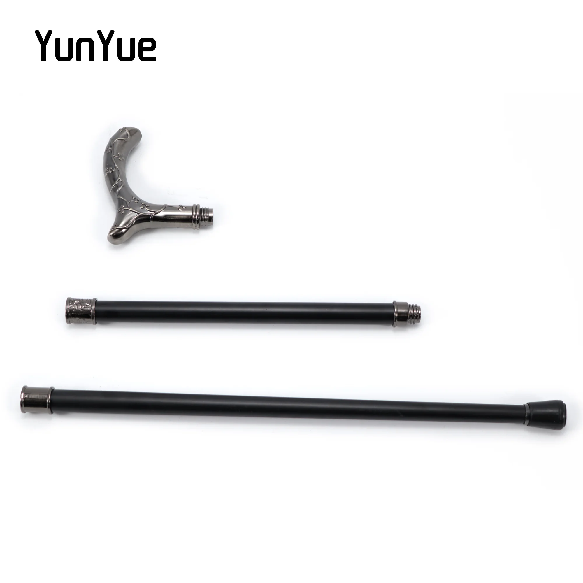 Silvery Plum Blossom Flower Metal Walking Stick Gentleman Collections Fashion Elegant Walking Stick Cosplay Film Props Cane