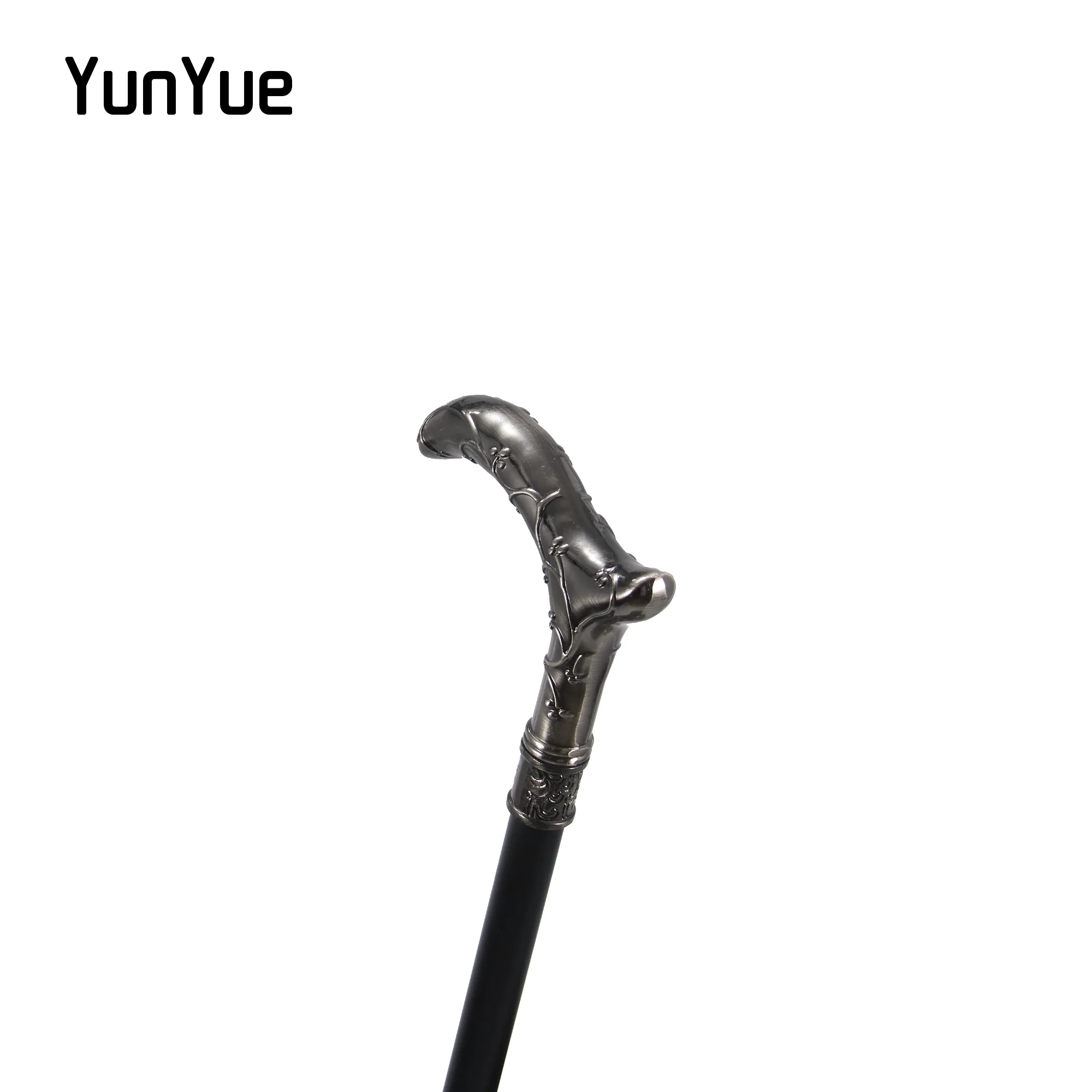 Silvery Plum Blossom Flower Metal Walking Stick Gentleman Collections Fashion Elegant Walking Stick Cosplay Film Props Cane