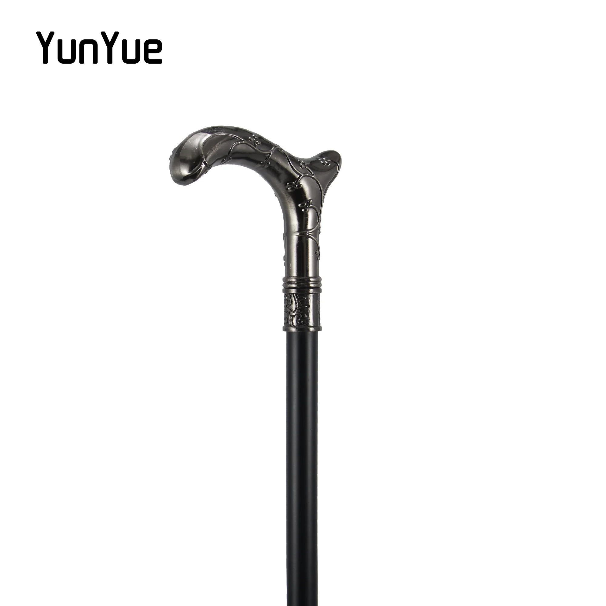 Silvery Plum Blossom Flower Metal Walking Stick Gentleman Collections Fashion Elegant Walking Stick Cosplay Film Props Cane