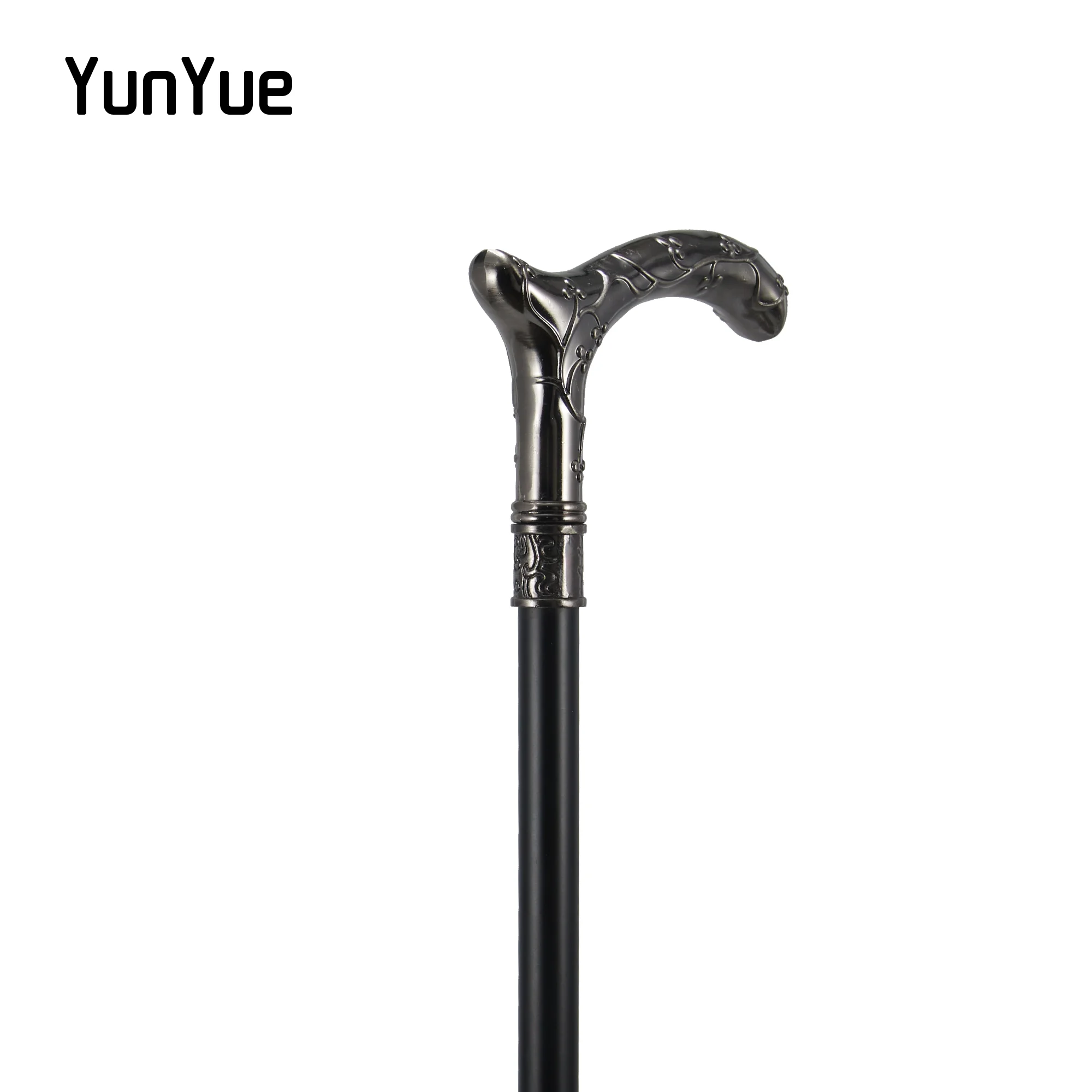 Silvery Plum Blossom Flower Metal Walking Stick Gentleman Collections Fashion Elegant Walking Stick Cosplay Film Props Cane