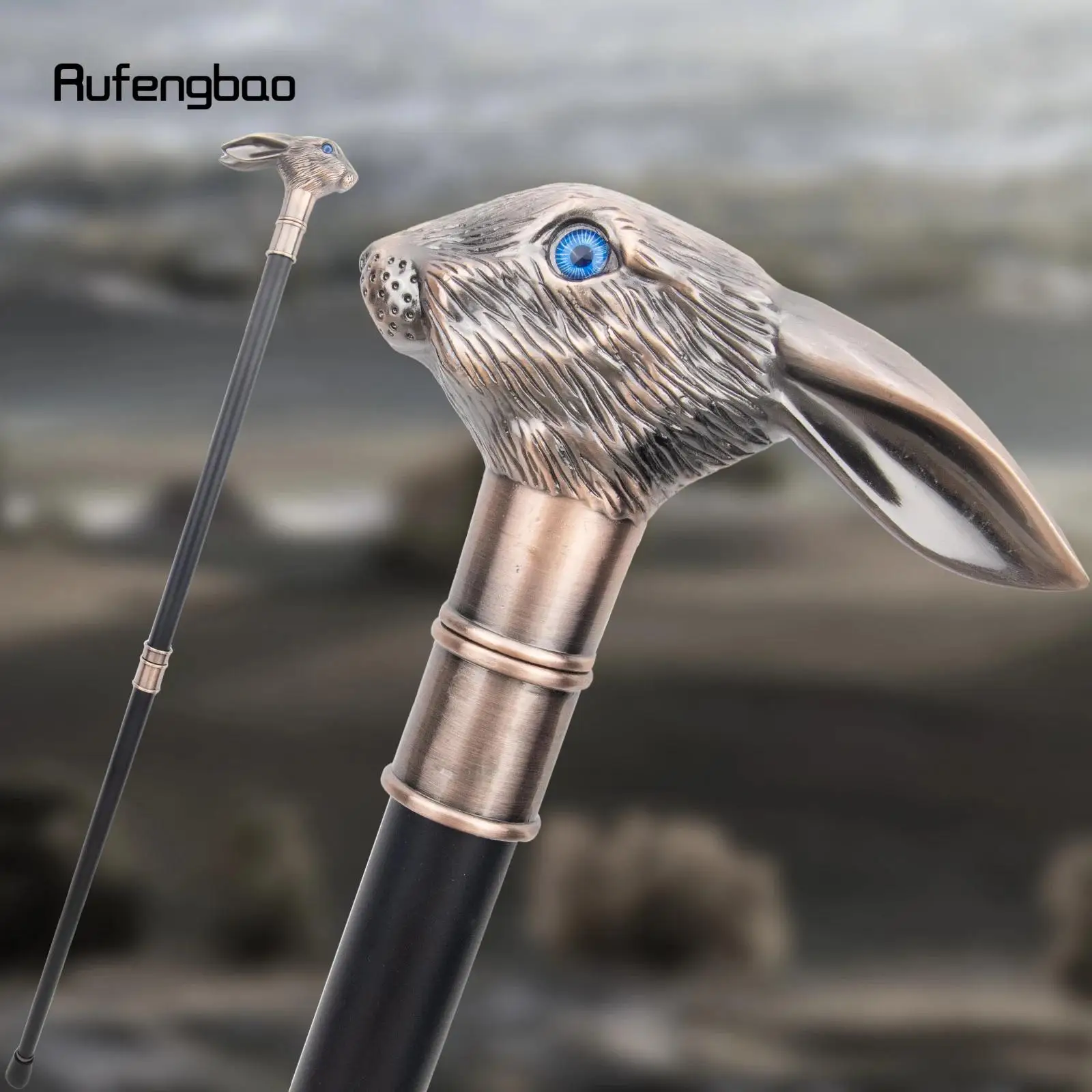Red Copper Rabbit Long Ear Gentleman Cane Fashion Stick Gentleman Crosier Knob Stick 92cm Performance Stage Cane