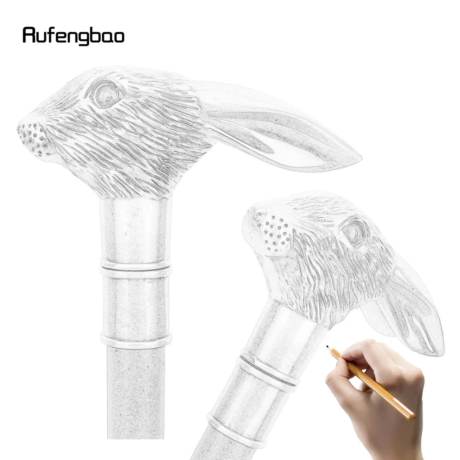Red Copper Rabbit Long Ear Gentleman Cane Fashion Stick Gentleman Crosier Knob Stick 92cm Performance Stage Cane