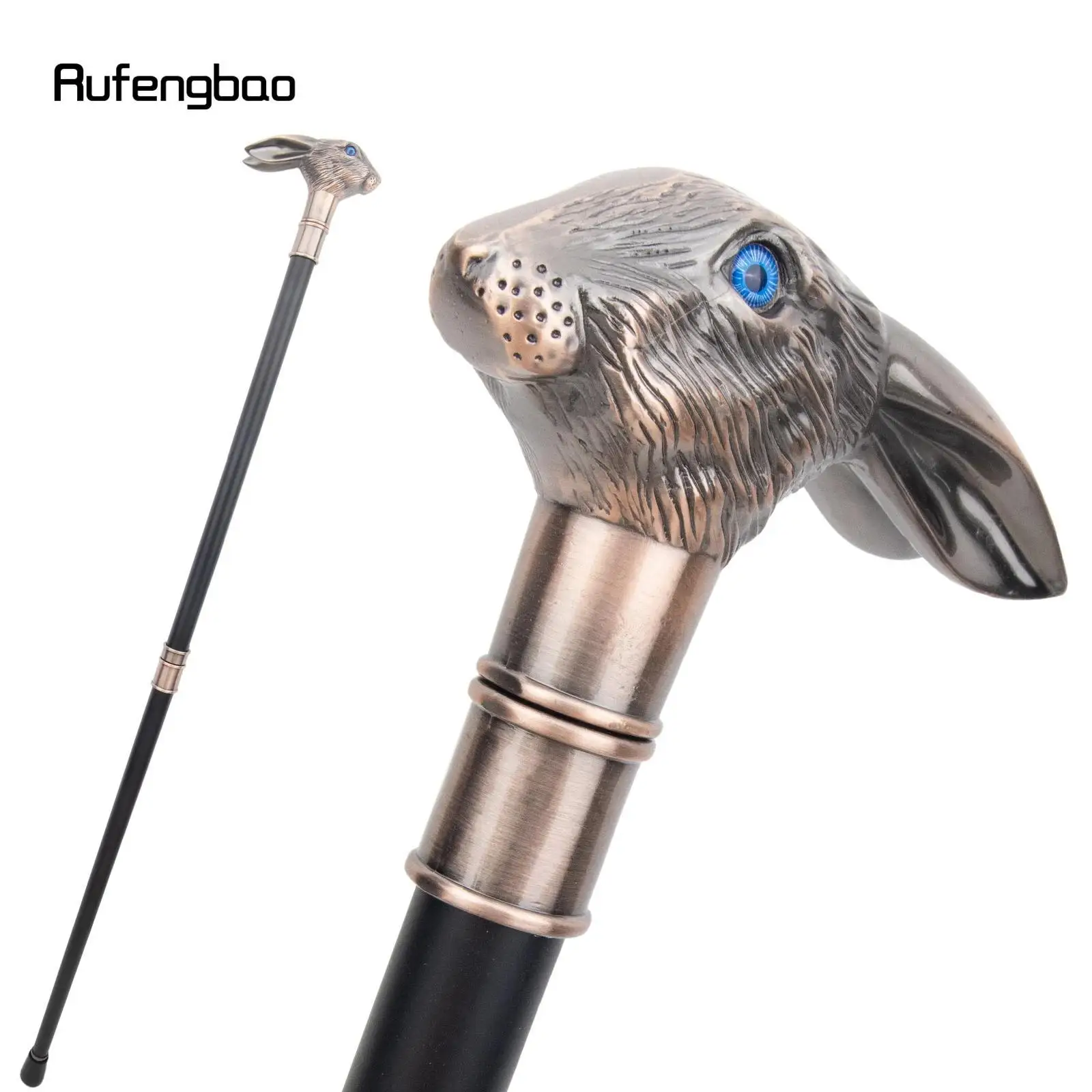 Red Copper Rabbit Long Ear Gentleman Cane Fashion Stick Gentleman Crosier Knob Stick 92cm Performance Stage Cane