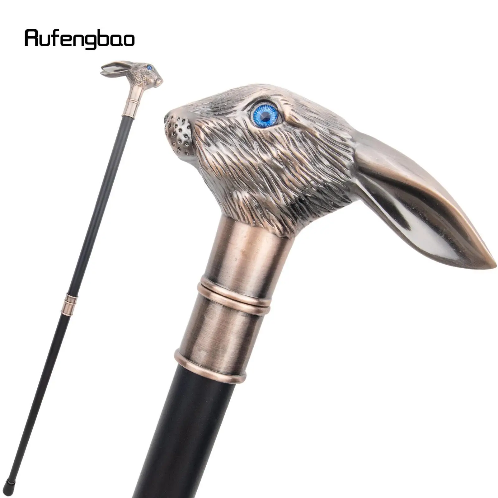 Red Copper Rabbit Long Ear Gentleman Cane Fashion Stick Gentleman Crosier Knob Stick 92cm Performance Stage Cane
