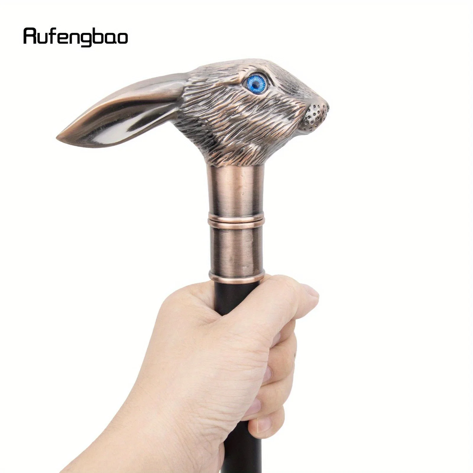 Red Copper Rabbit Long Ear Gentleman Cane Fashion Stick Gentleman Crosier Knob Stick 92cm Performance Stage Cane