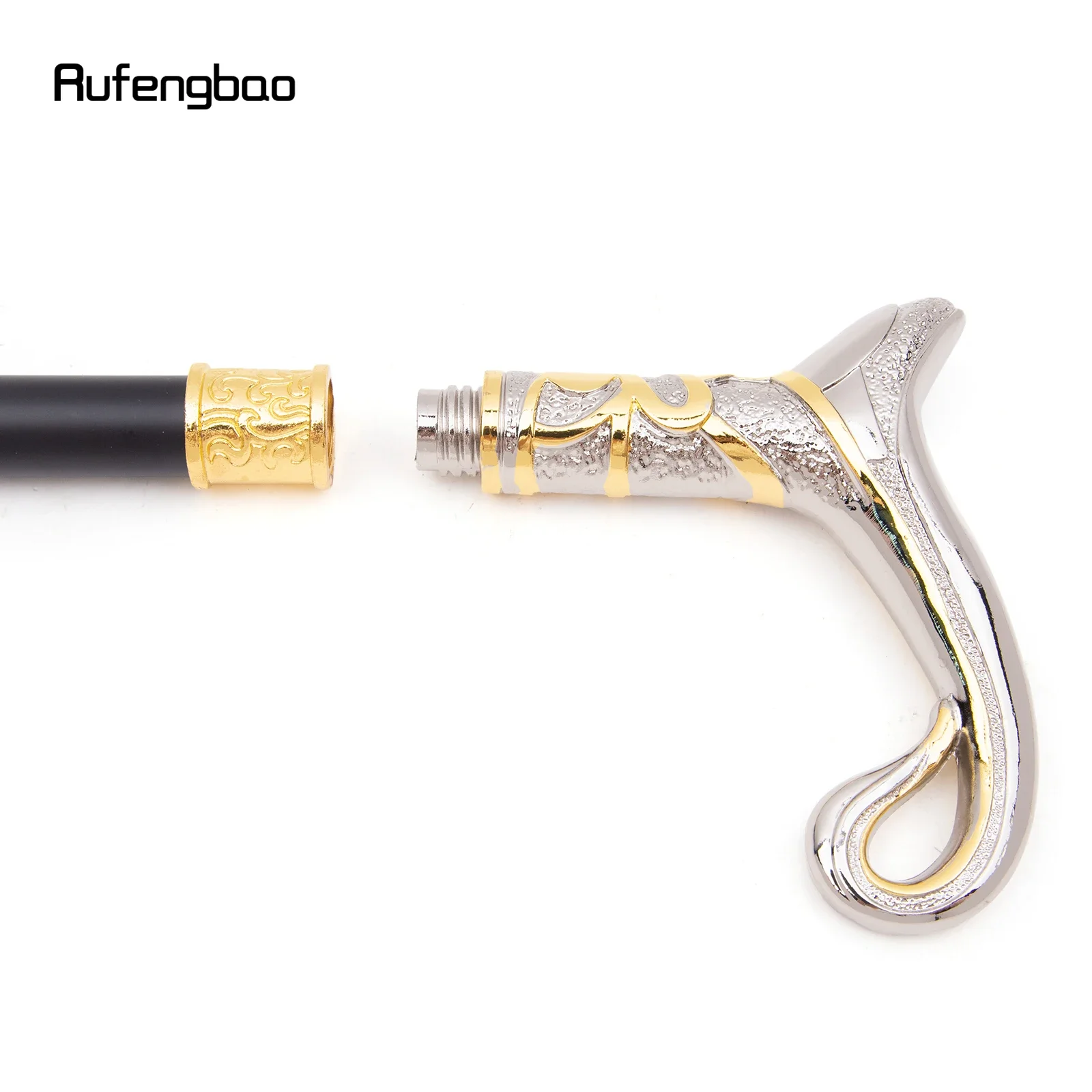 Elegant Golden And White Decorative Cane with a Curved Design, Perfect for Gentlemen And Cosplay, Measuring 36.22inch, For Cospl