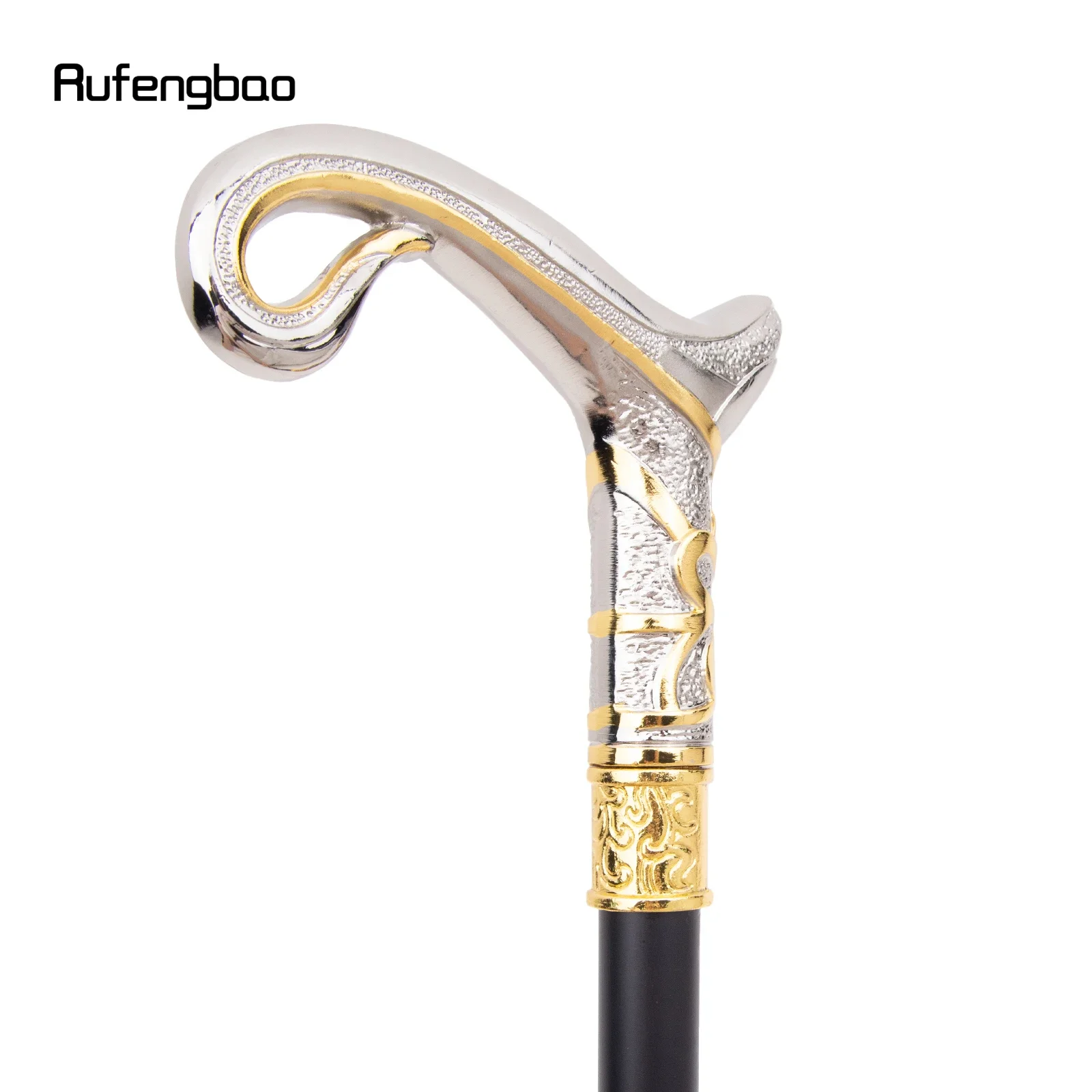 Elegant Golden And White Decorative Cane with a Curved Design, Perfect for Gentlemen And Cosplay, Measuring 36.22inch, For Cospl