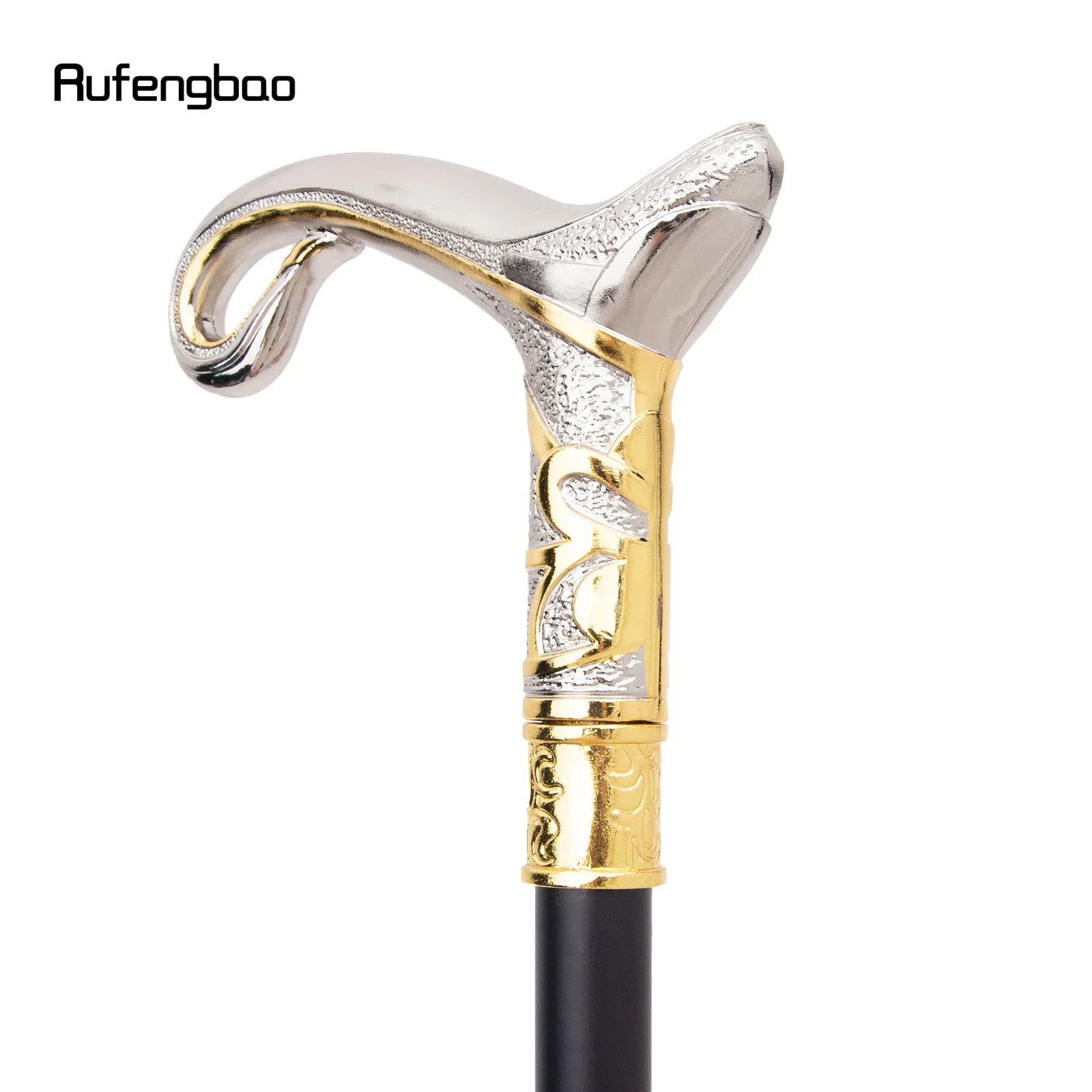 Elegant Golden And White Decorative Cane with a Curved Design, Perfect for Gentlemen And Cosplay, Measuring 36.22inch, For Cospl
