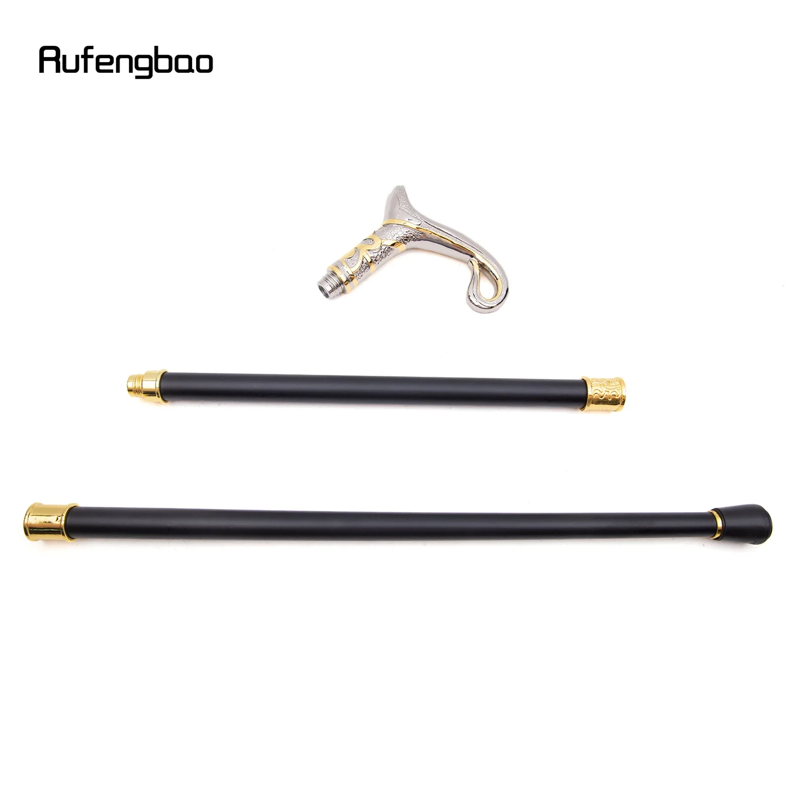 Elegant Golden And White Decorative Cane with a Curved Design, Perfect for Gentlemen And Cosplay, Measuring 36.22inch, For Cospl