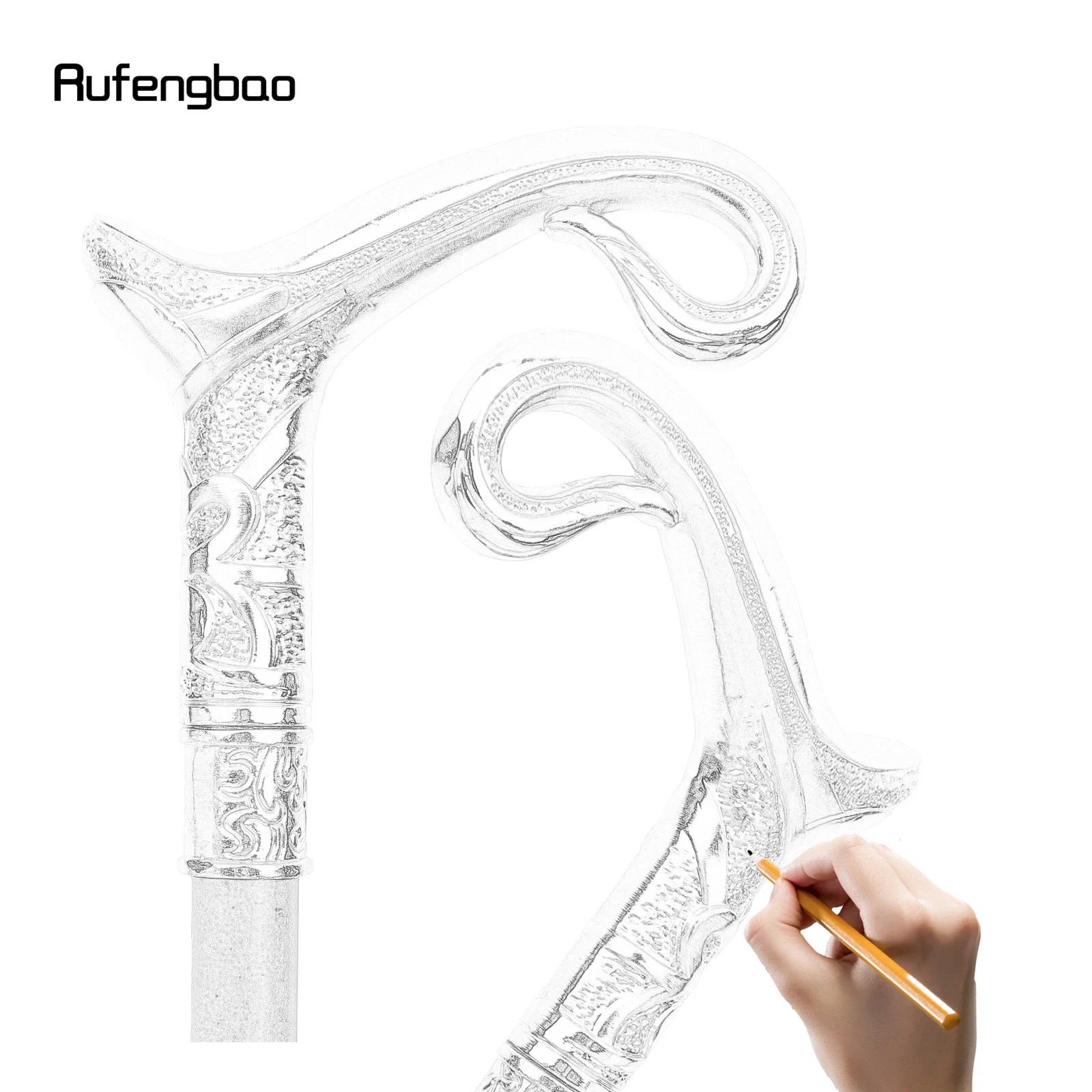 Elegant Golden And White Decorative Cane with a Curved Design, Perfect for Gentlemen And Cosplay, Measuring 36.22inch, For Cospl