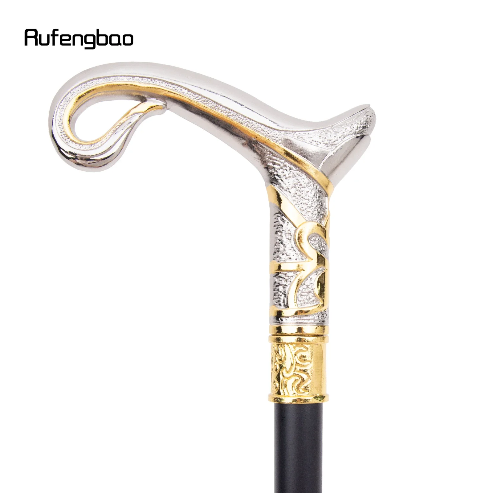 Elegant Golden And White Decorative Cane with a Curved Design, Perfect for Gentlemen And Cosplay, Measuring 36.22inch, For Cospl