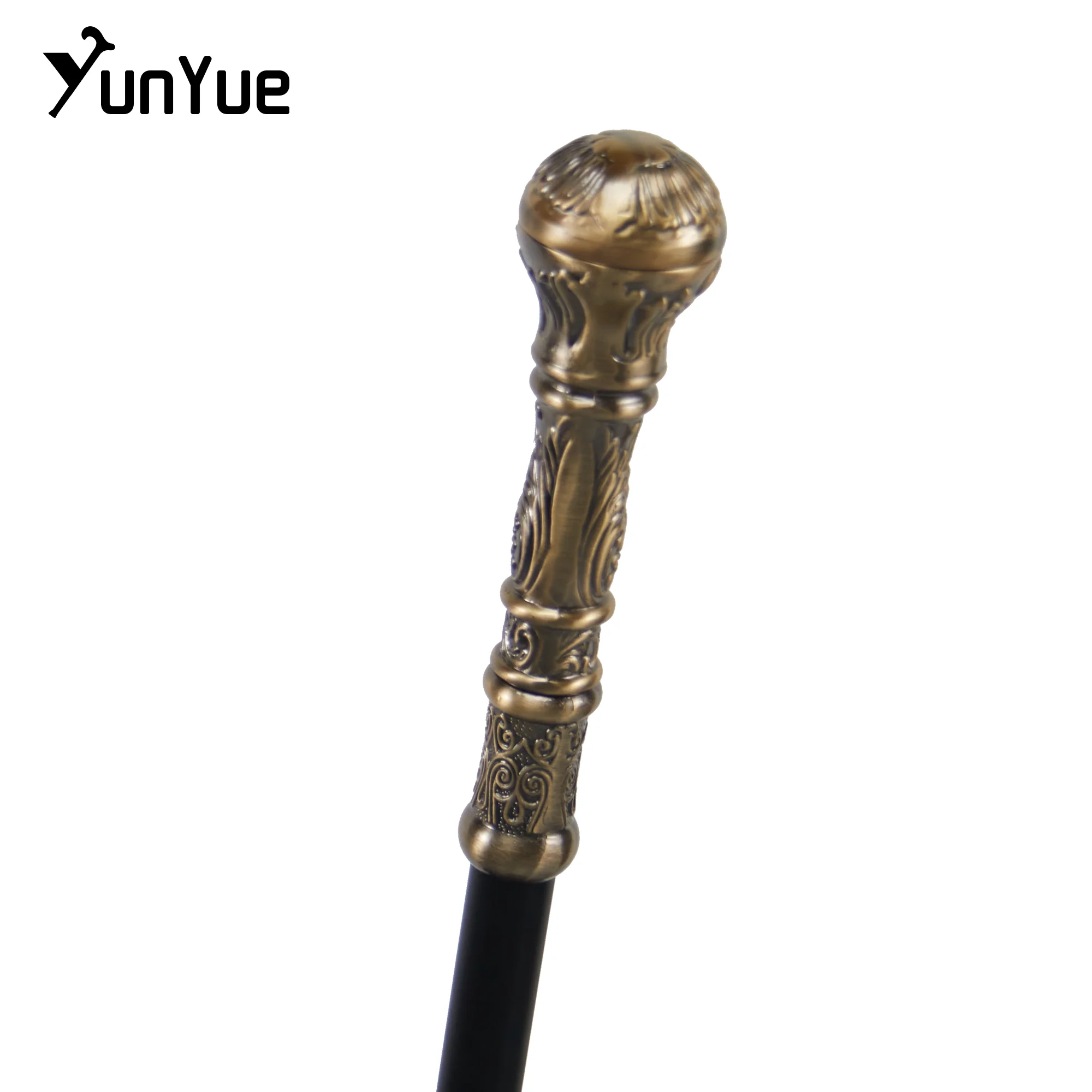 Bronze Round Handle Fashion Walking Stick Gentlemen Vintage Handmade Walking Cane Lady Art Collection Cosplay Film Prop Cane