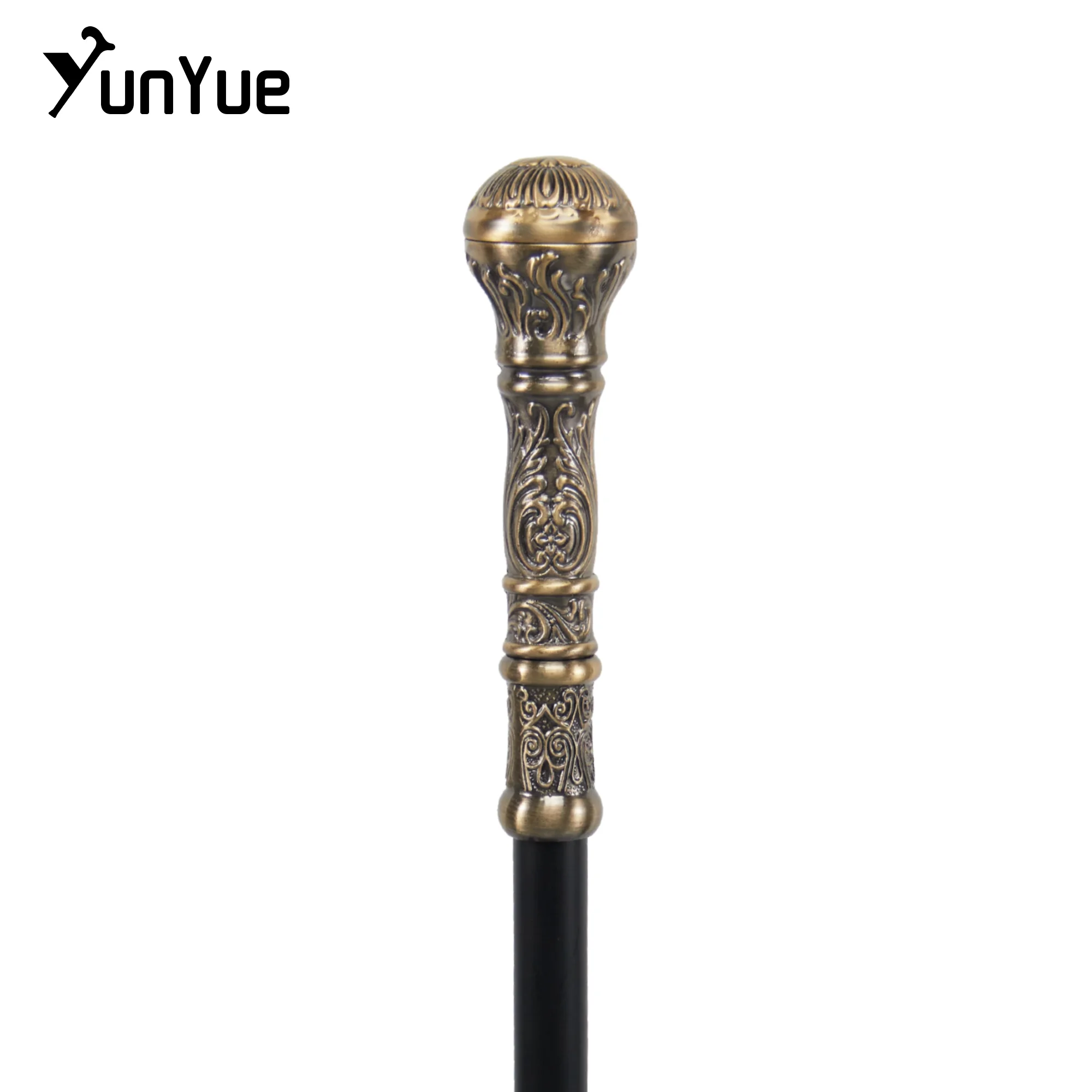 Bronze Round Handle Fashion Walking Stick Gentlemen Vintage Handmade Walking Cane Lady Art Collection Cosplay Film Prop Cane