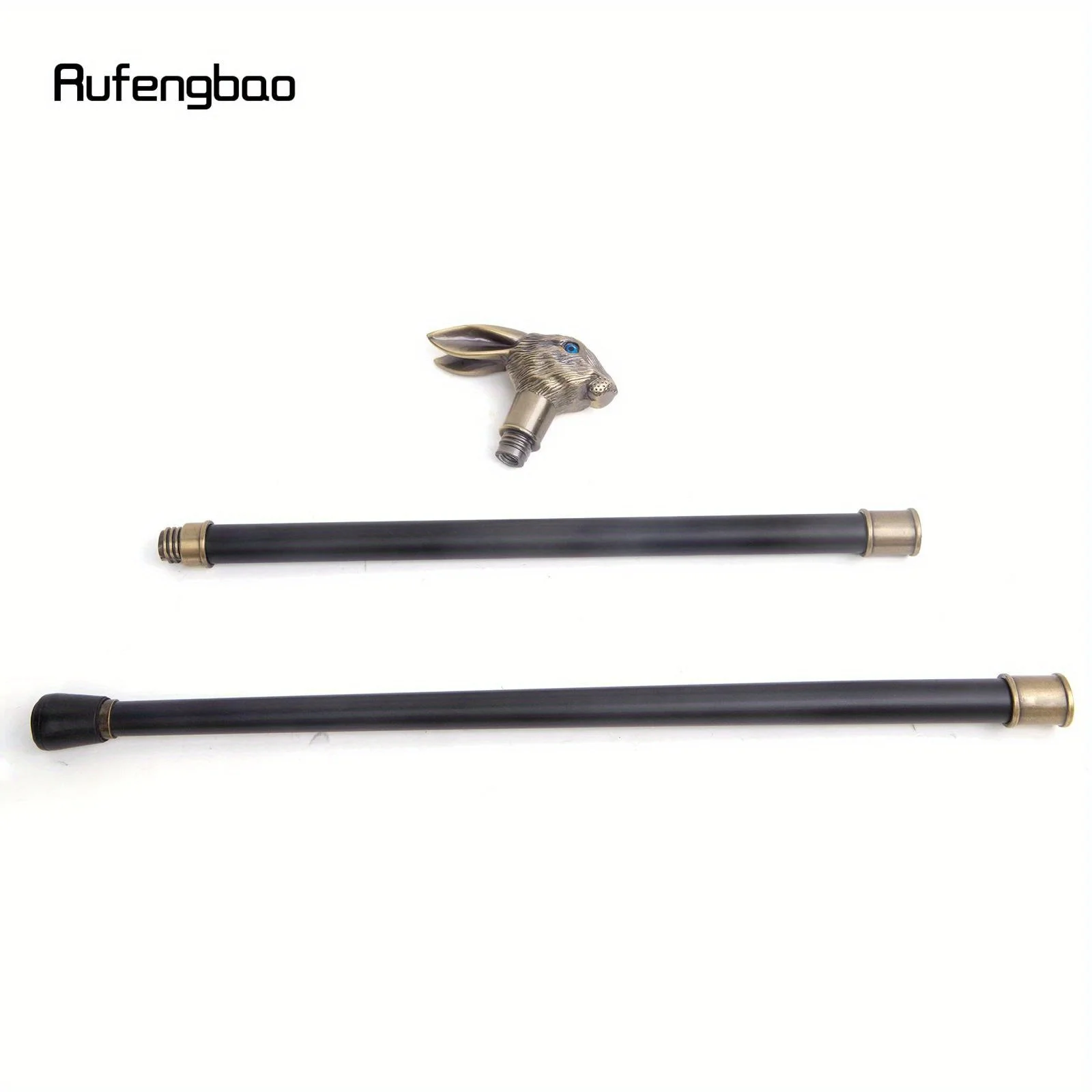 Copper Rabbit Long Ear Gentleman Walking Cane Fashion Walking Stick Crosier Knob Walking Stick Performance Stage Cane 93cm