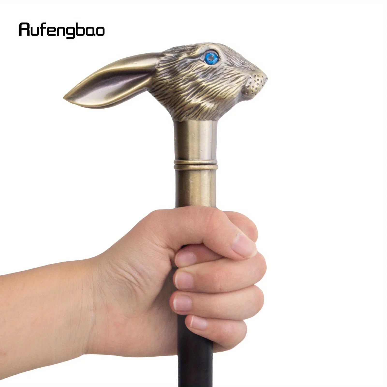 Copper Rabbit Long Ear Gentleman Walking Cane Fashion Walking Stick Crosier Knob Walking Stick Performance Stage Cane 93cm