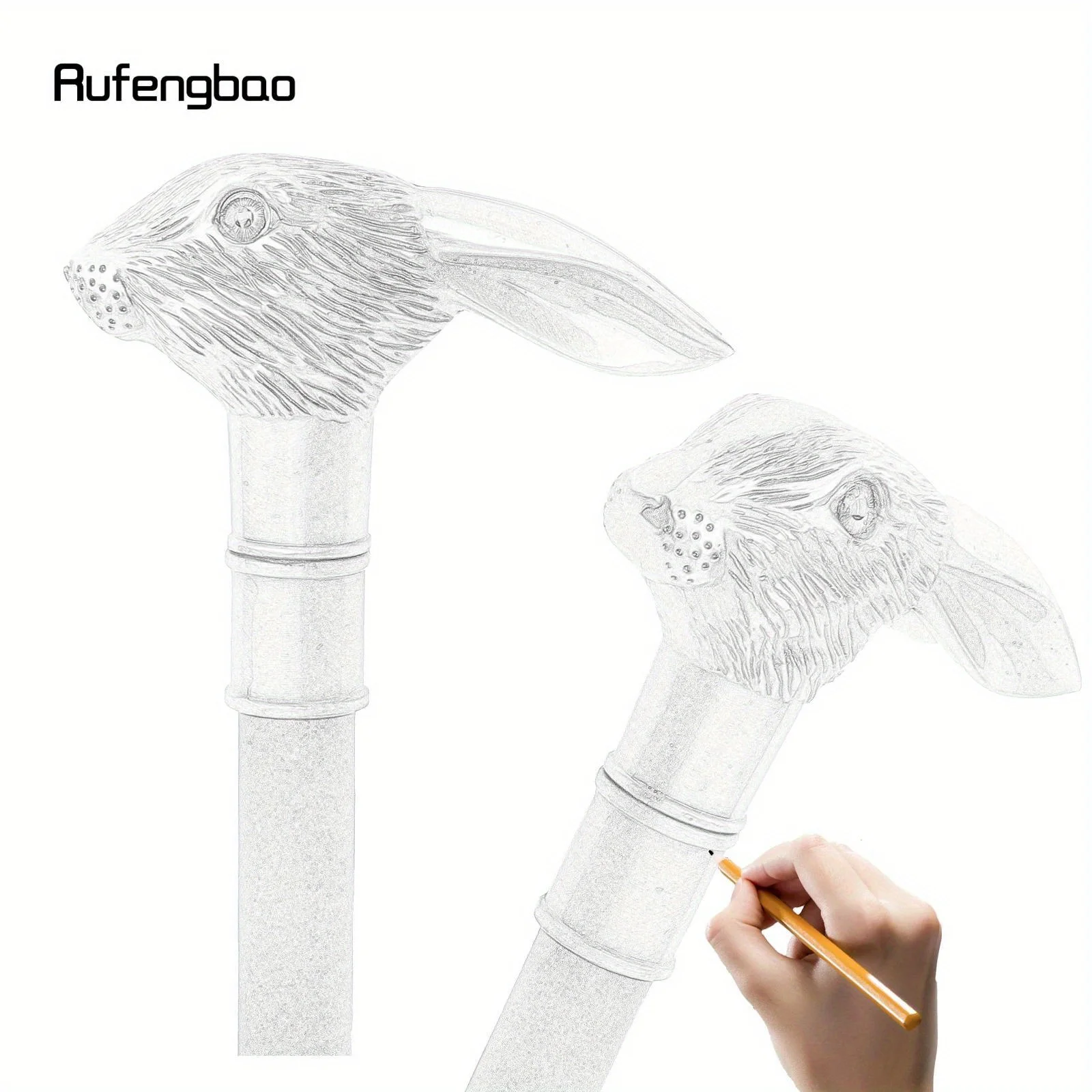 Copper Rabbit Long Ear Gentleman Walking Cane Fashion Walking Stick Crosier Knob Walking Stick Performance Stage Cane 93cm
