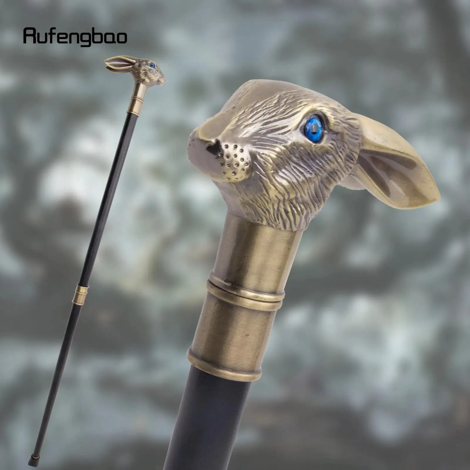 Copper Rabbit Long Ear Gentleman Walking Cane Fashion Walking Stick Crosier Knob Walking Stick Performance Stage Cane 93cm