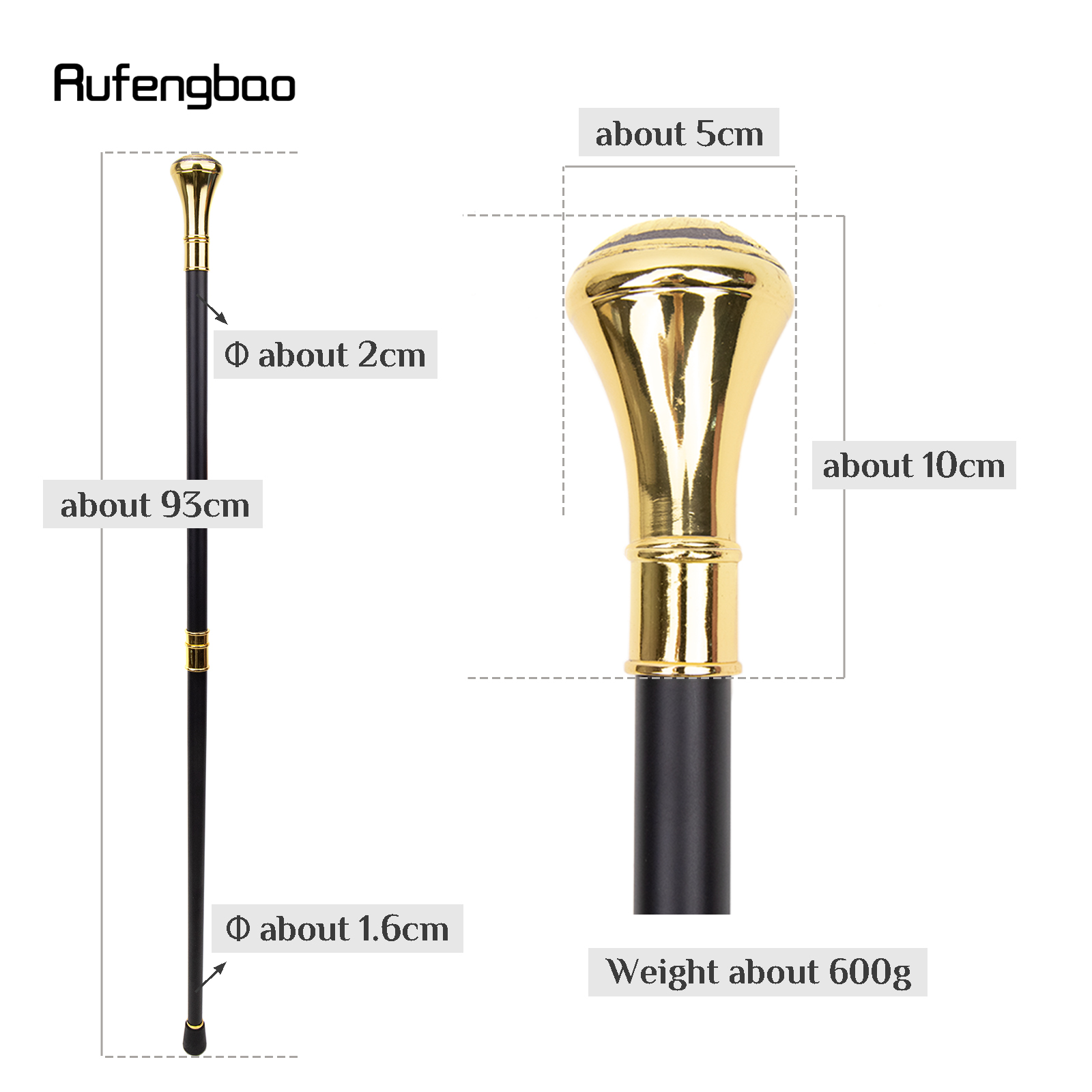 Golden Freemasonry Freemasons VG Totem Relief Walking Cane Fashion Walking Stick Gentleman Crosier Knob Walking Stick 93cm