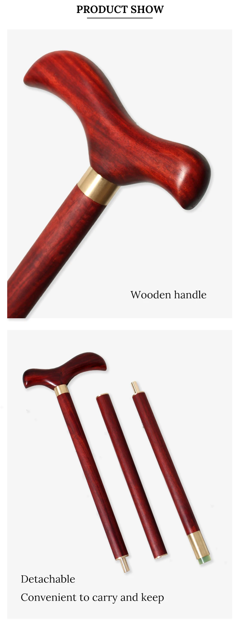 Luxury Red Bird Shaped Handle African Wooden Walking Stick 2.2cm Diameter Slim Fashionable Men's And Elegant Women's Canes