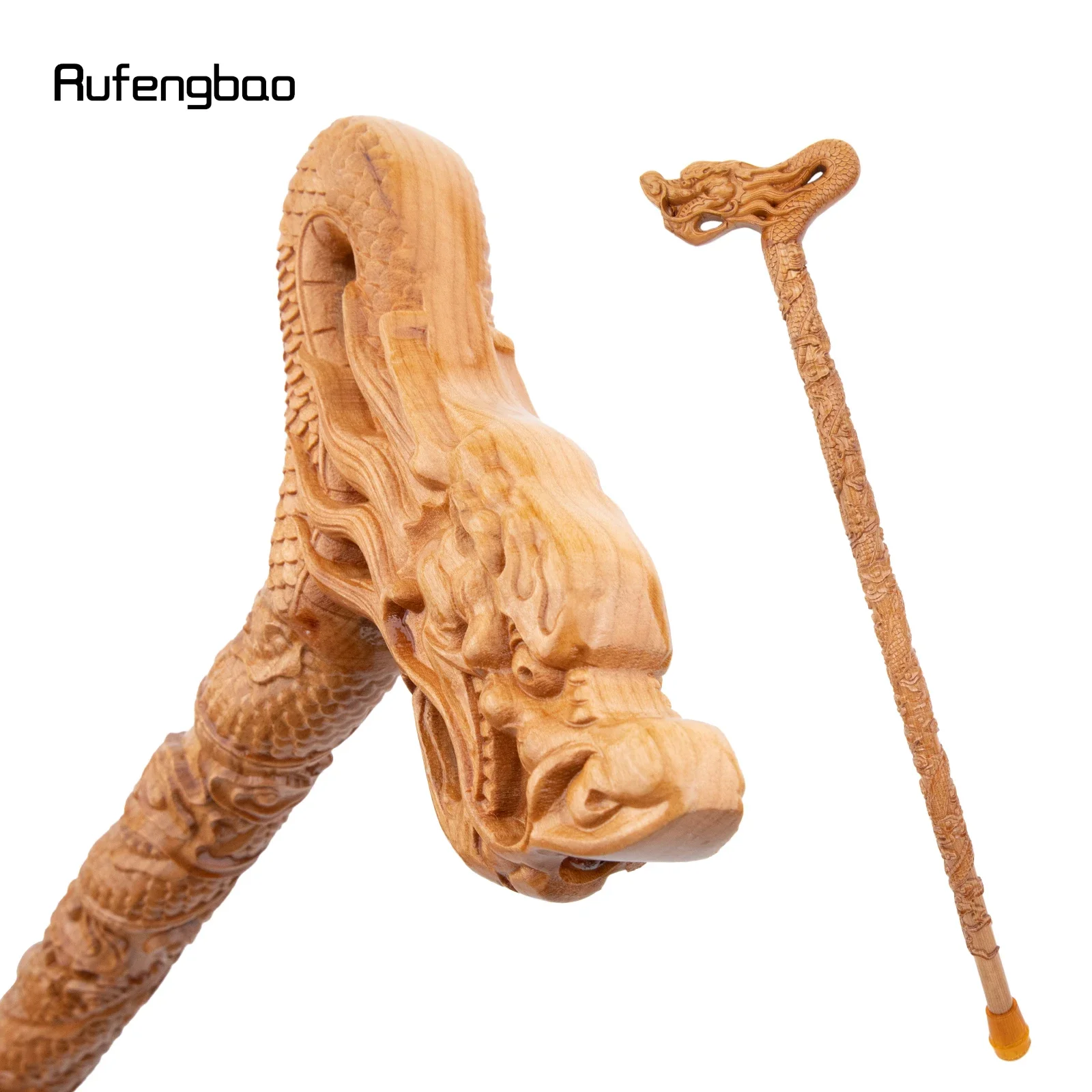 Yellow Flower Dragon Wooden Fashion Wood Stick Decorative Cospaly Cane Steampunk & Everyday Use 89cm Performance Stage Cane
