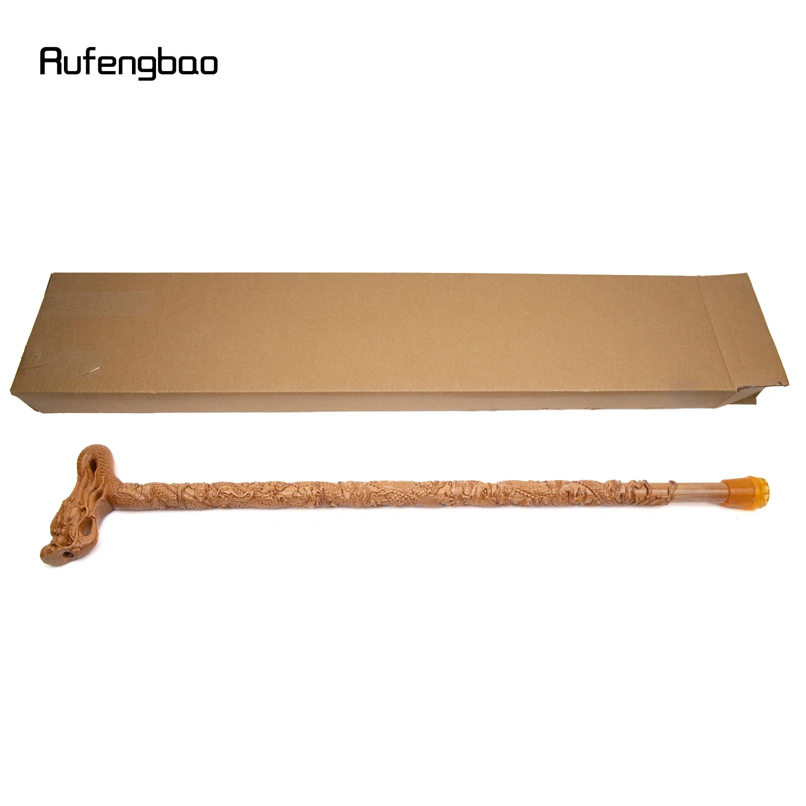 Yellow Flower Dragon Wooden Fashion Wood Stick Decorative Cospaly Cane Steampunk & Everyday Use 89cm Performance Stage Cane