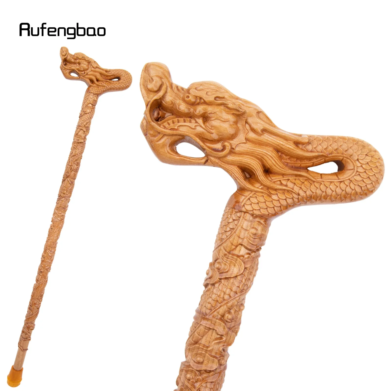 Yellow Flower Dragon Wooden Fashion Wood Stick Decorative Cospaly Cane Steampunk & Everyday Use 89cm Performance Stage Cane
