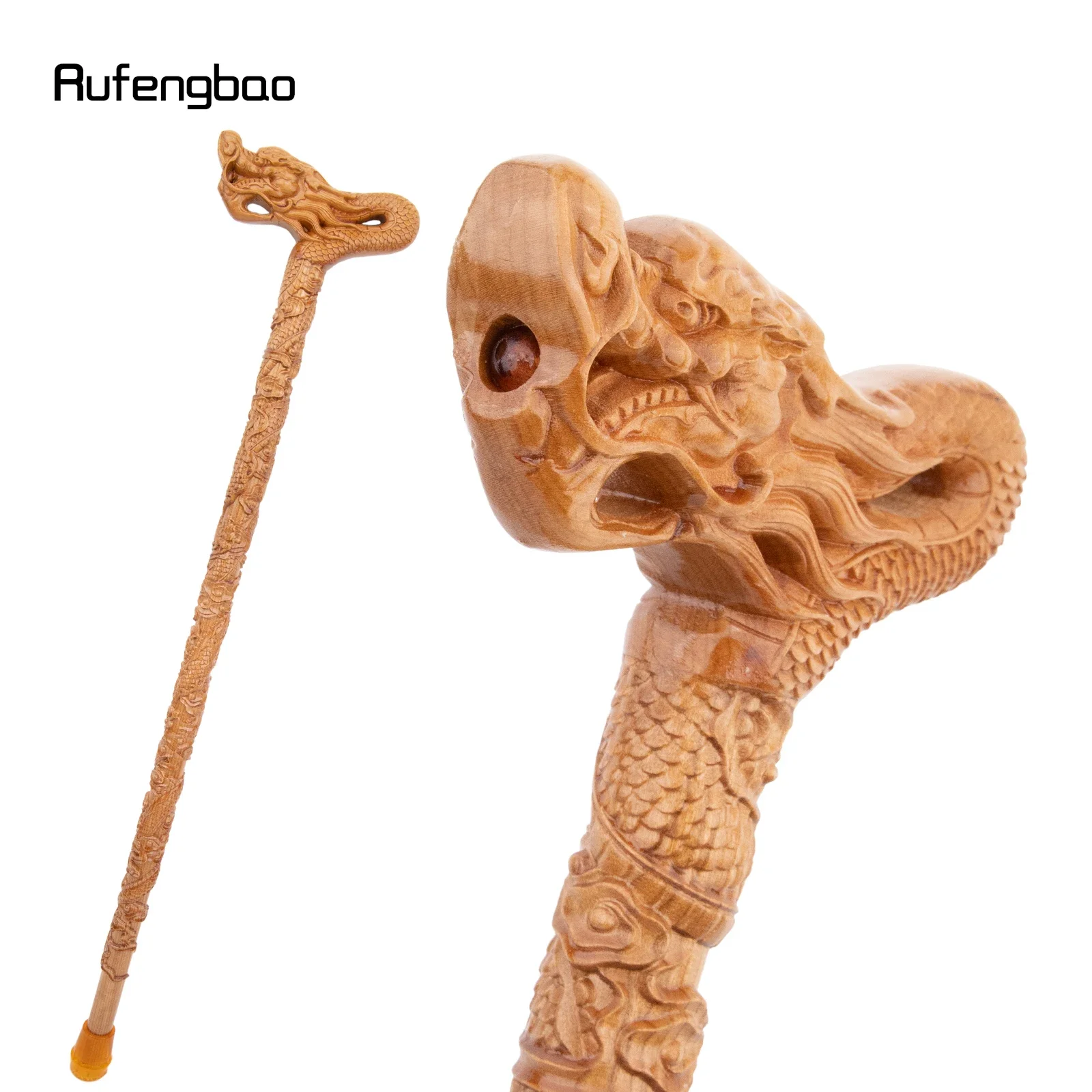 Yellow Flower Dragon Wooden Fashion Wood Stick Decorative Cospaly Cane Steampunk & Everyday Use 89cm Performance Stage Cane