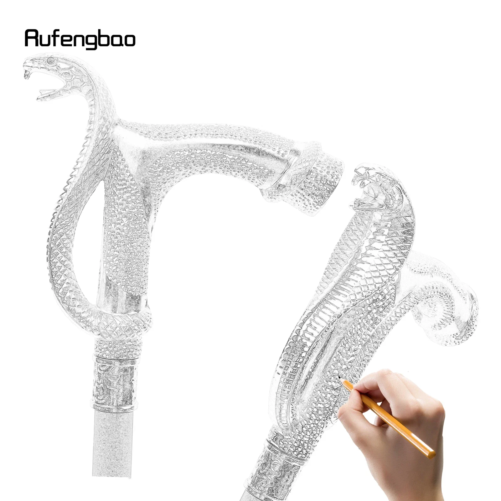 White Golden Cobra Head Fashion Walking Stick Decorative Walking Stick Cospaly Vintage Fashionable Walking Cane Crosier 93cm