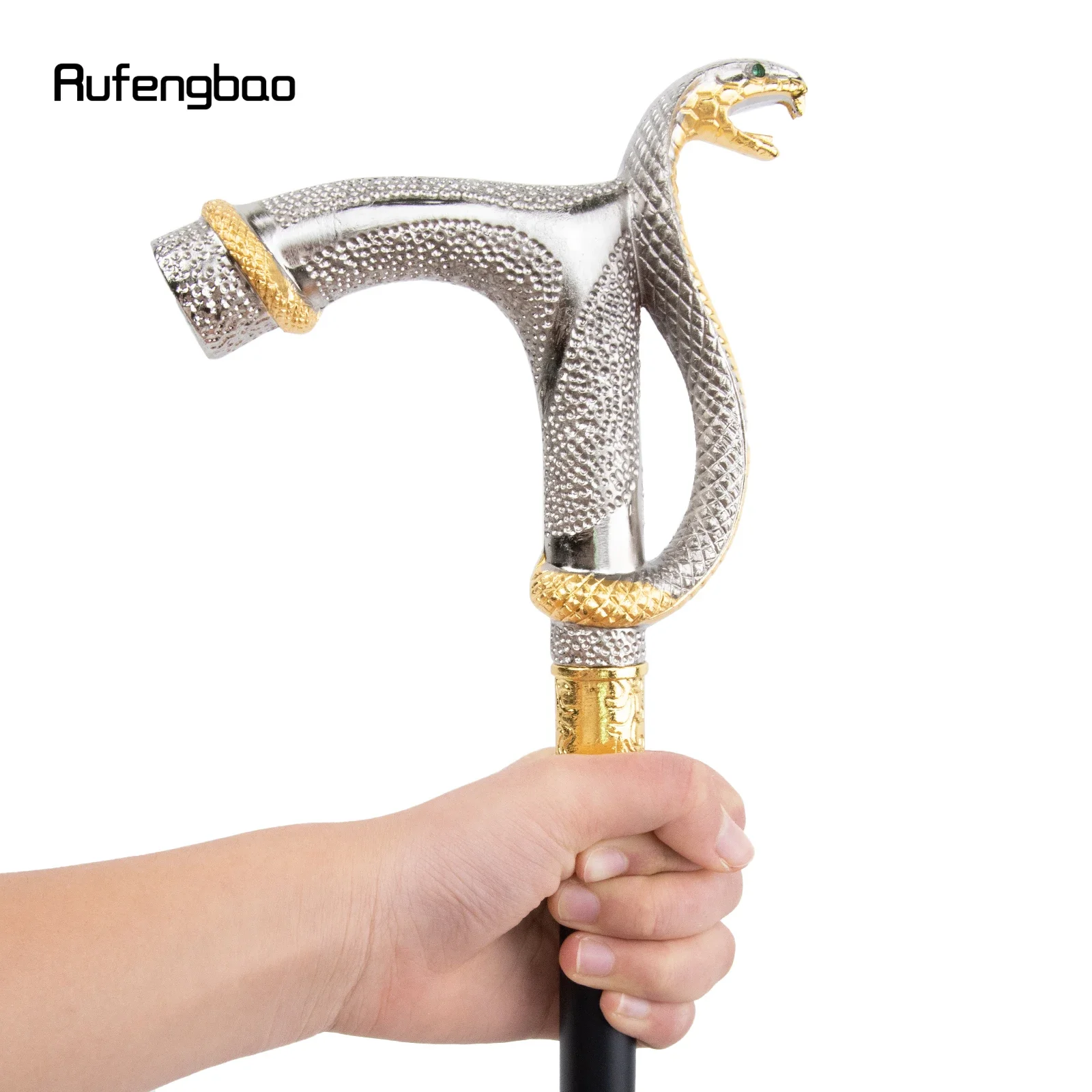 White Golden Cobra Head Fashion Walking Stick Decorative Walking Stick Cospaly Vintage Fashionable Walking Cane Crosier 93cm