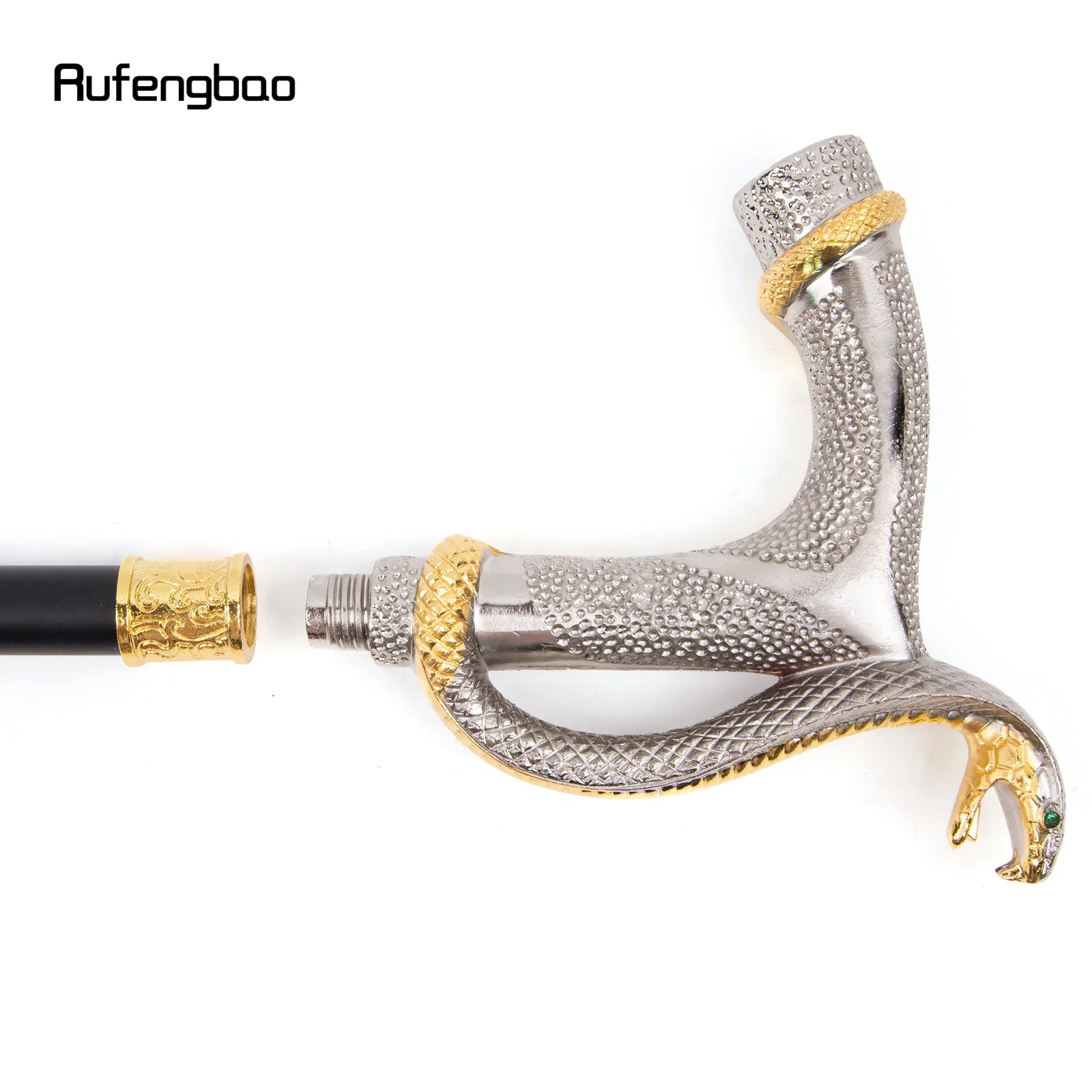 White Golden Cobra Head Fashion Walking Stick Decorative Walking Stick Cospaly Vintage Fashionable Walking Cane Crosier 93cm