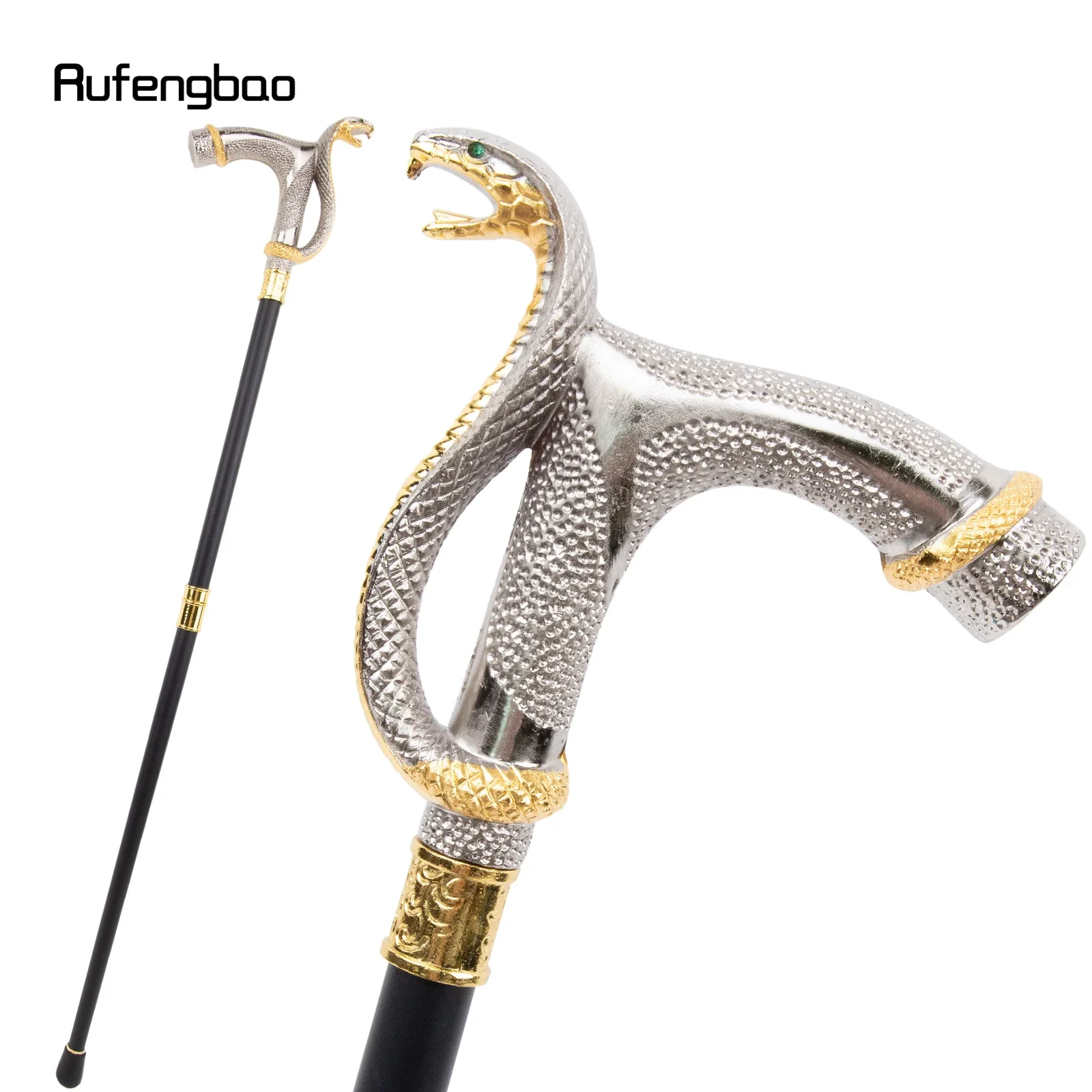 White Golden Cobra Head Fashion Walking Stick Decorative Walking Stick Cospaly Vintage Fashionable Walking Cane Crosier 93cm