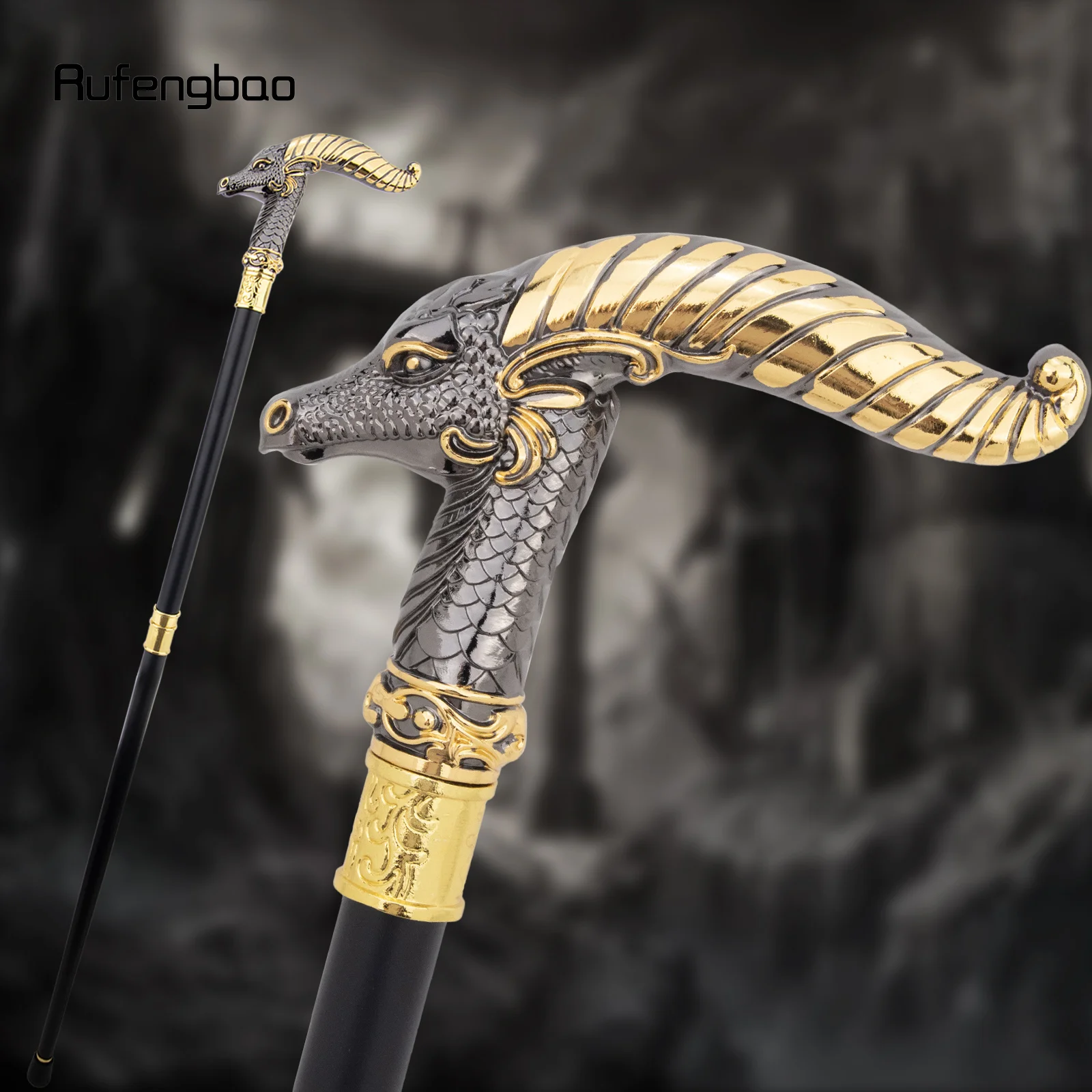 Yellow Black Dragon Luxury Fashion Walking Stick for Party Decorative Cane Elegant Crosier Knob Walking Stick 93cm