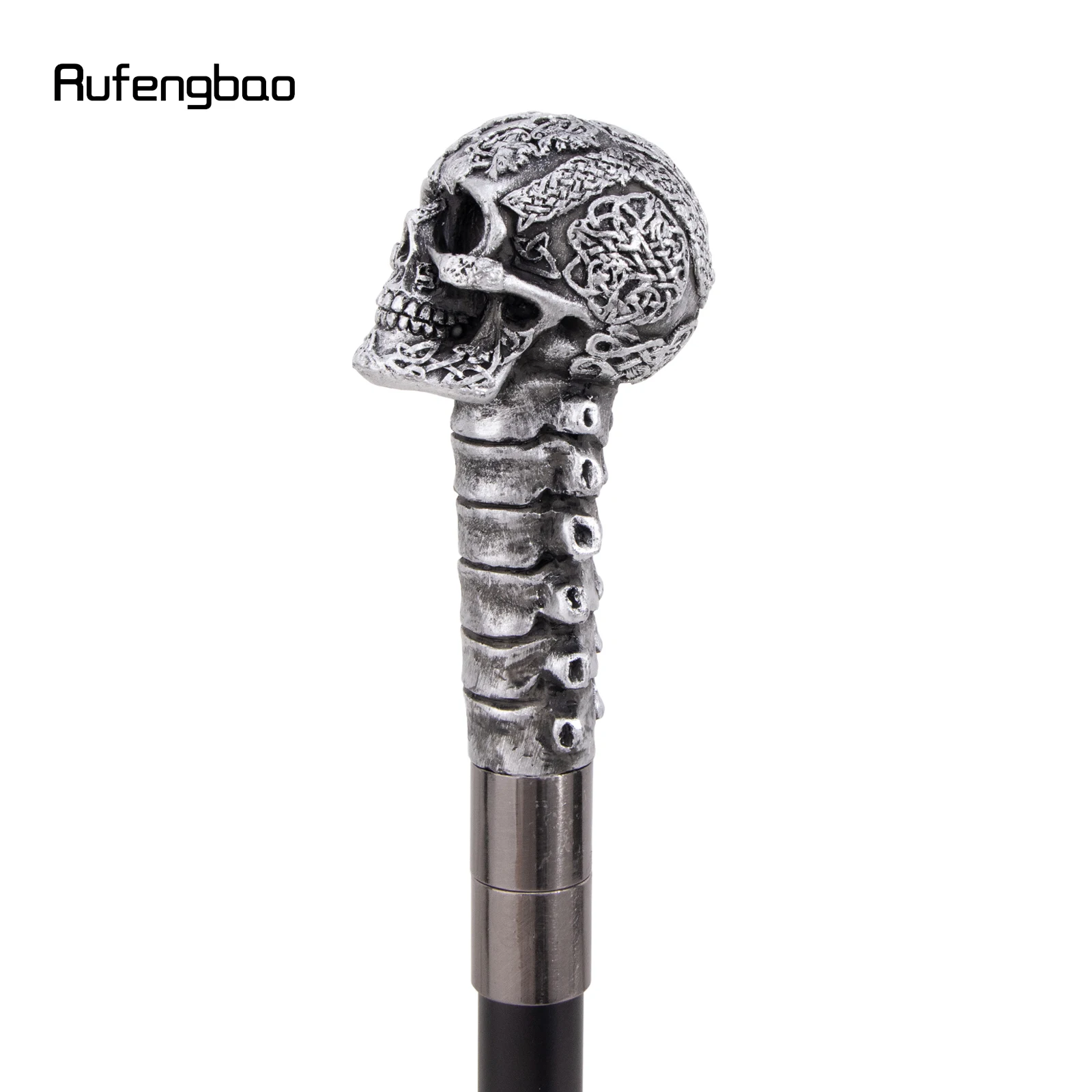 Silver Resin Skull Flower Walking Cane Fashion Decorative Stick Elegant Cosplay Cane Knob Crosier 94cm Performance Stage Cane