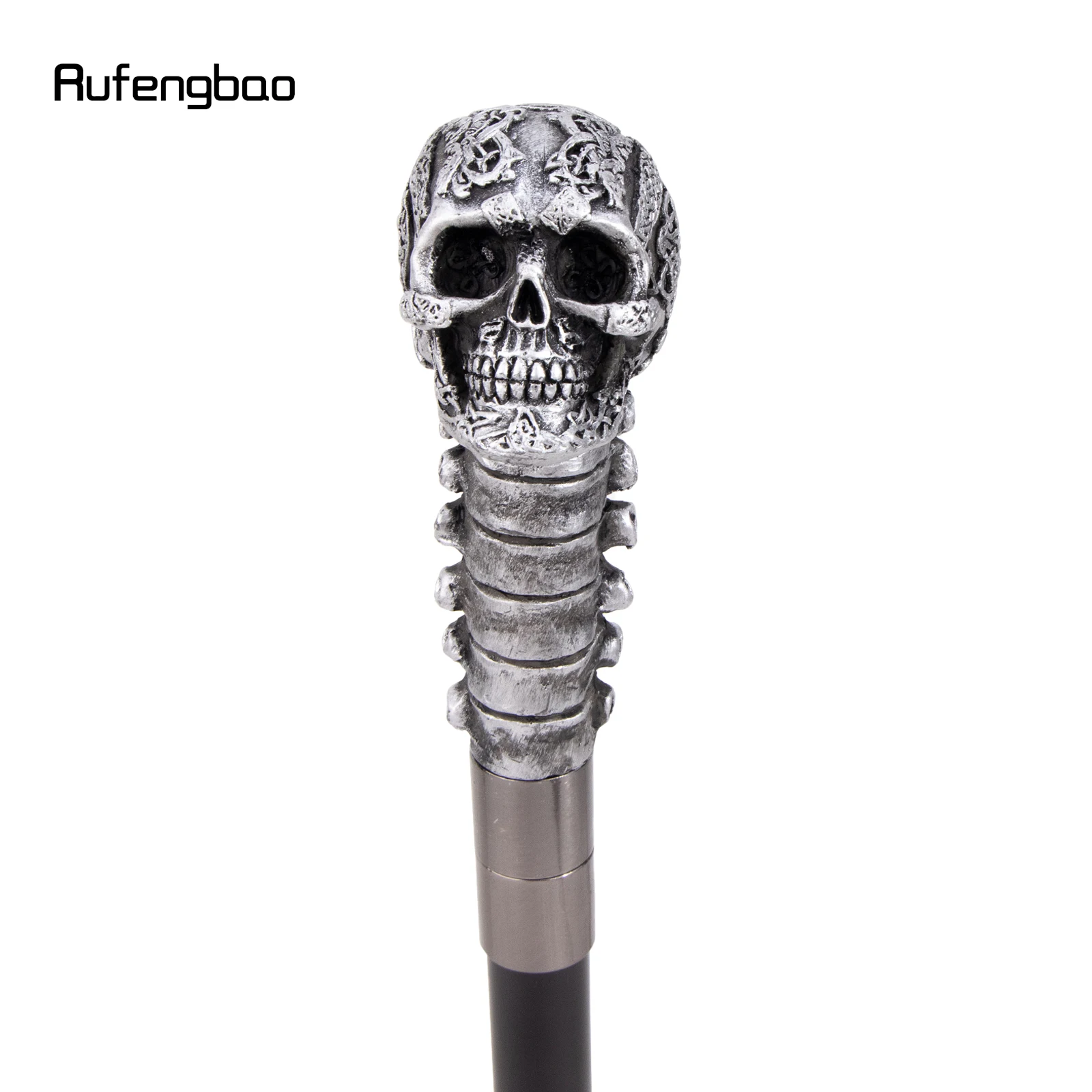 Silver Resin Skull Flower Walking Cane Fashion Decorative Stick Elegant Cosplay Cane Knob Crosier 94cm Performance Stage Cane