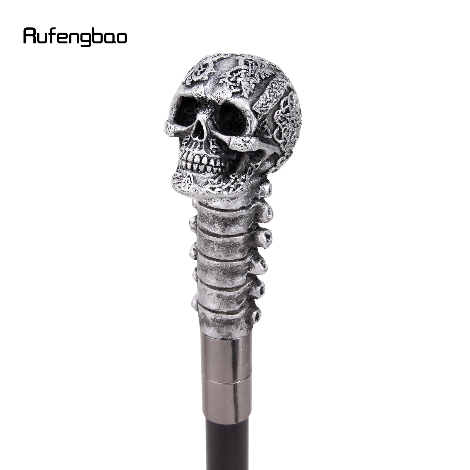 Silver Resin Skull Flower Walking Cane Fashion Decorative Stick Elegant Cosplay Cane Knob Crosier 94cm Performance Stage Cane