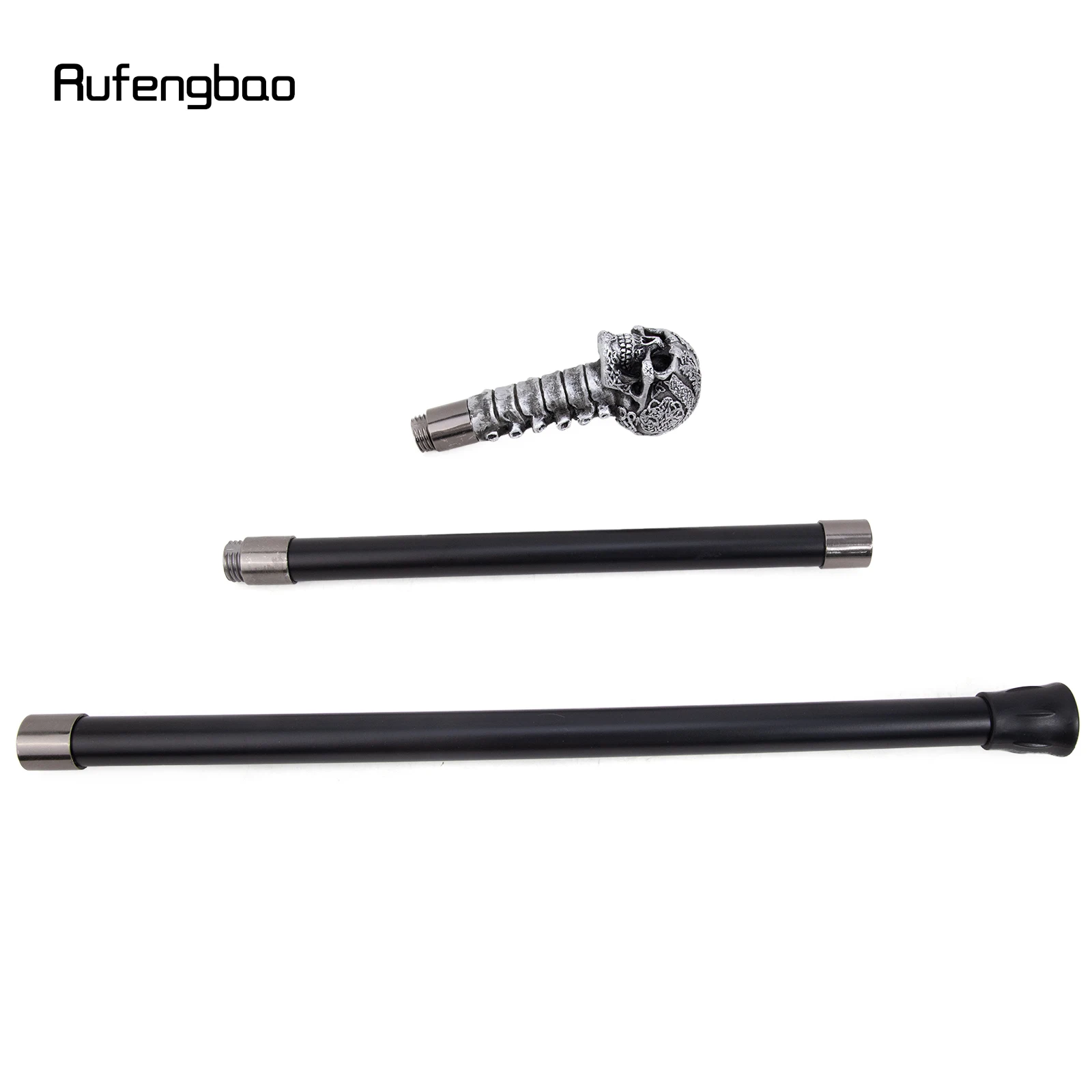 Silver Resin Skull Flower Walking Cane Fashion Decorative Stick Elegant Cosplay Cane Knob Crosier 94cm Performance Stage Cane
