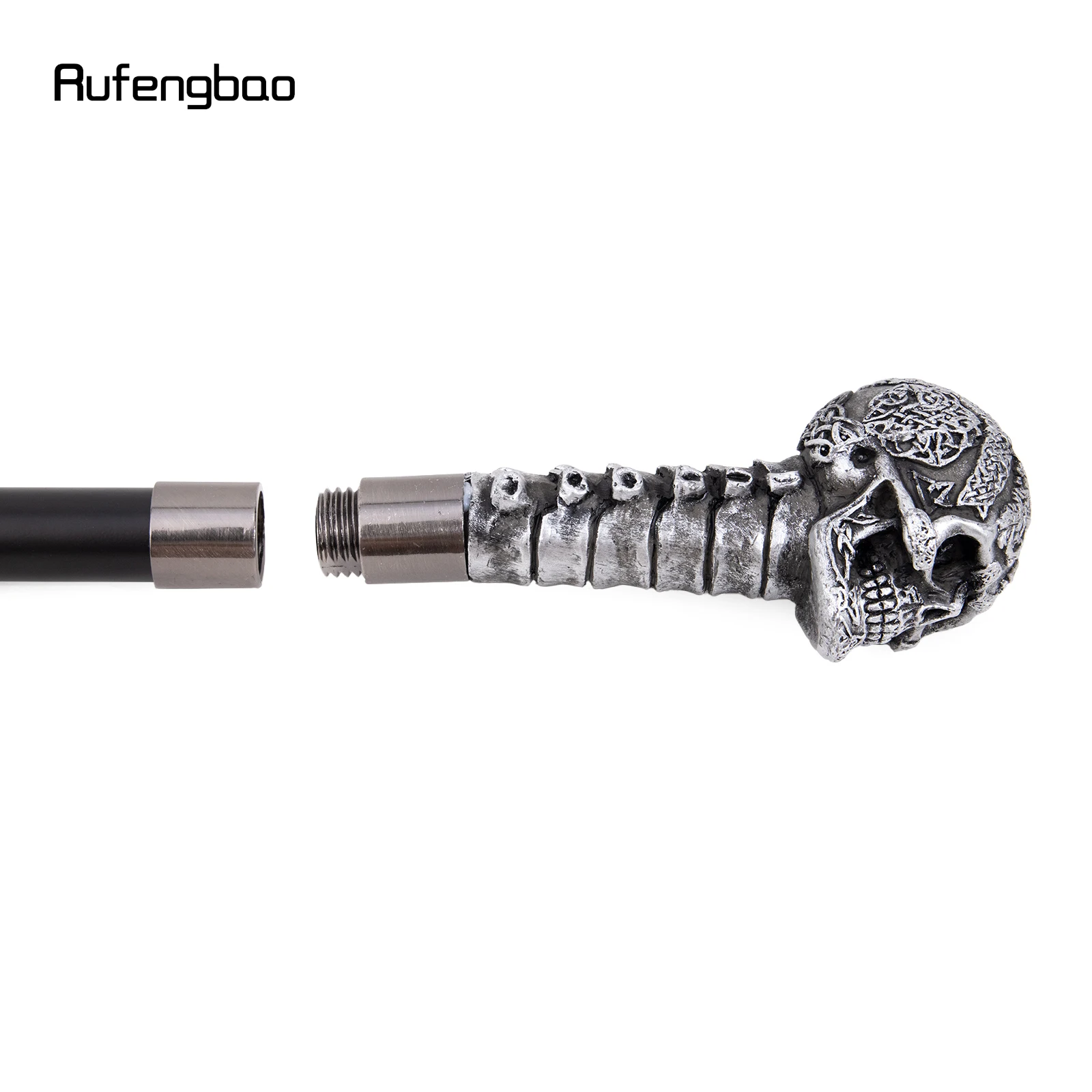 Silver Resin Skull Flower Walking Cane Fashion Decorative Stick Elegant Cosplay Cane Knob Crosier 94cm Performance Stage Cane