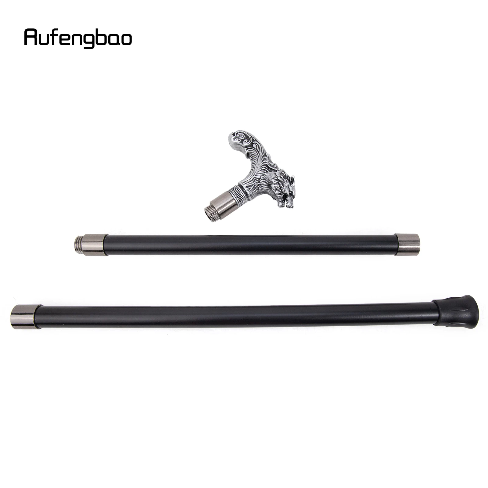 Silver Wolf Head Long Handle Decorative Stick Parties Decorative Cane for Halloween for Cosplay and Parties Walking Cane 93cm