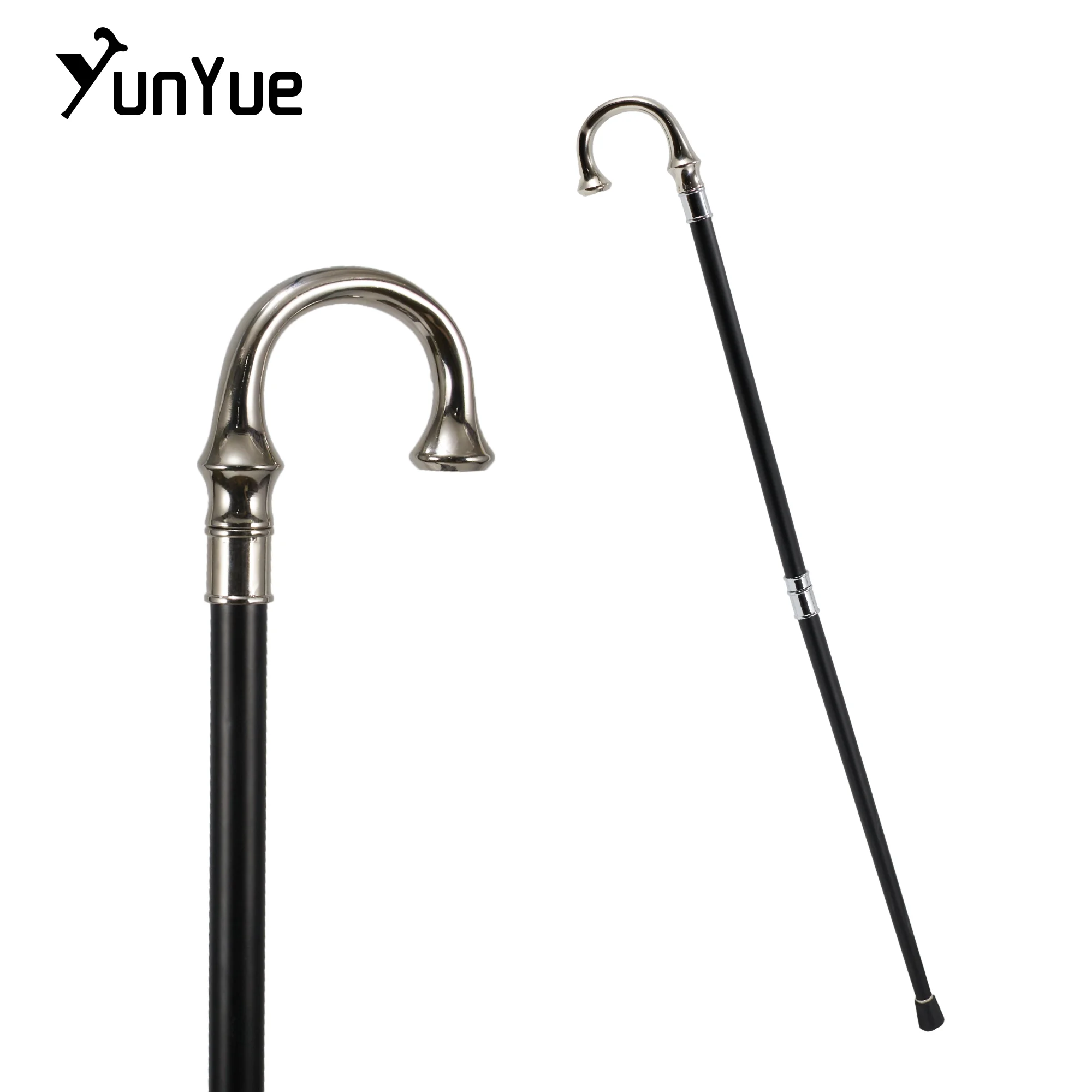 Silvery Vintage Umbrella Handle Walking Stick Classic Gentlemen Decorative Party Cospaly Fashionable Walking Cane Crutches 93cm